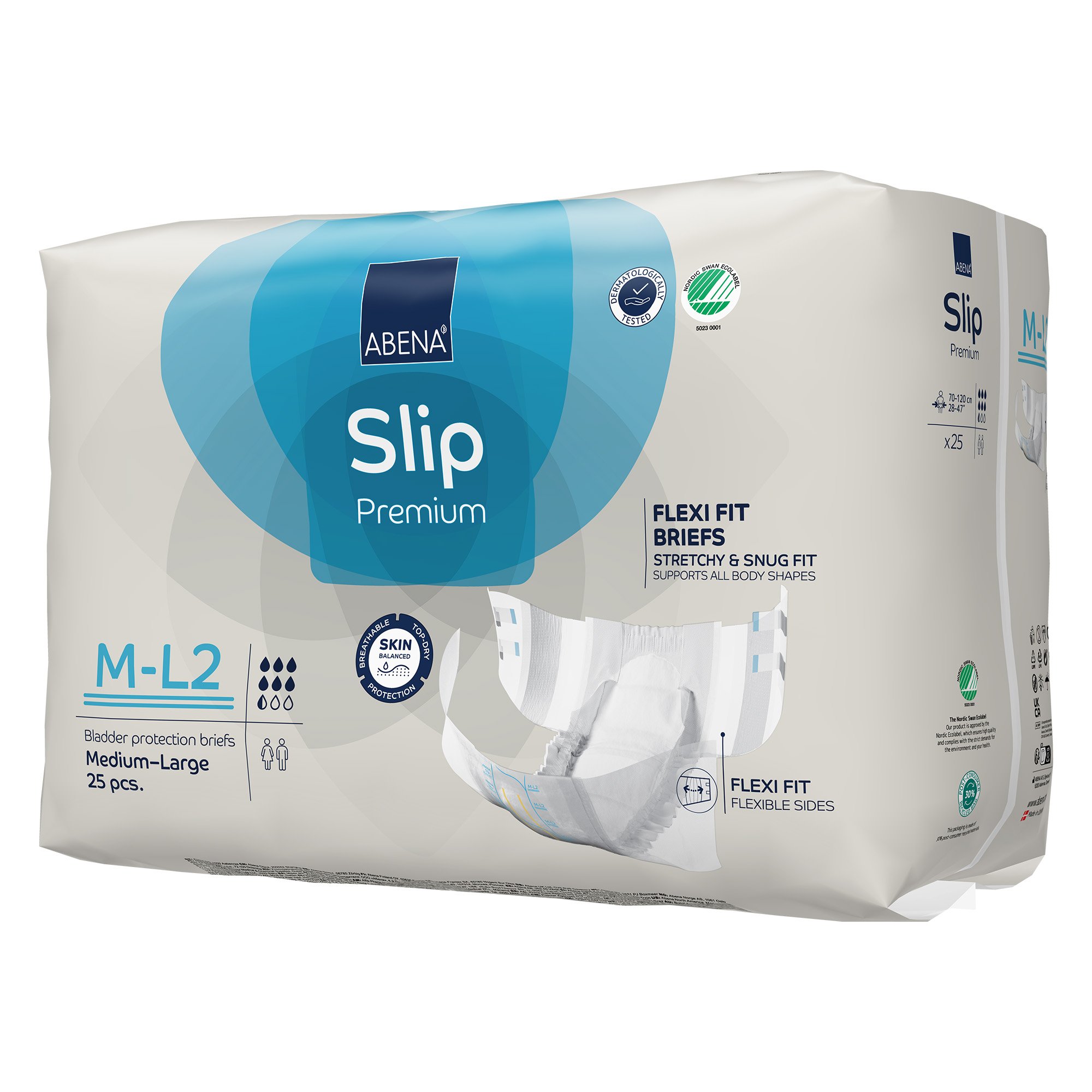 Abena North America 1000020860 - Abena® Slip Premium Flexi Fit Incontinence Briefs, M-L2 - 25/Pack, 100/Case