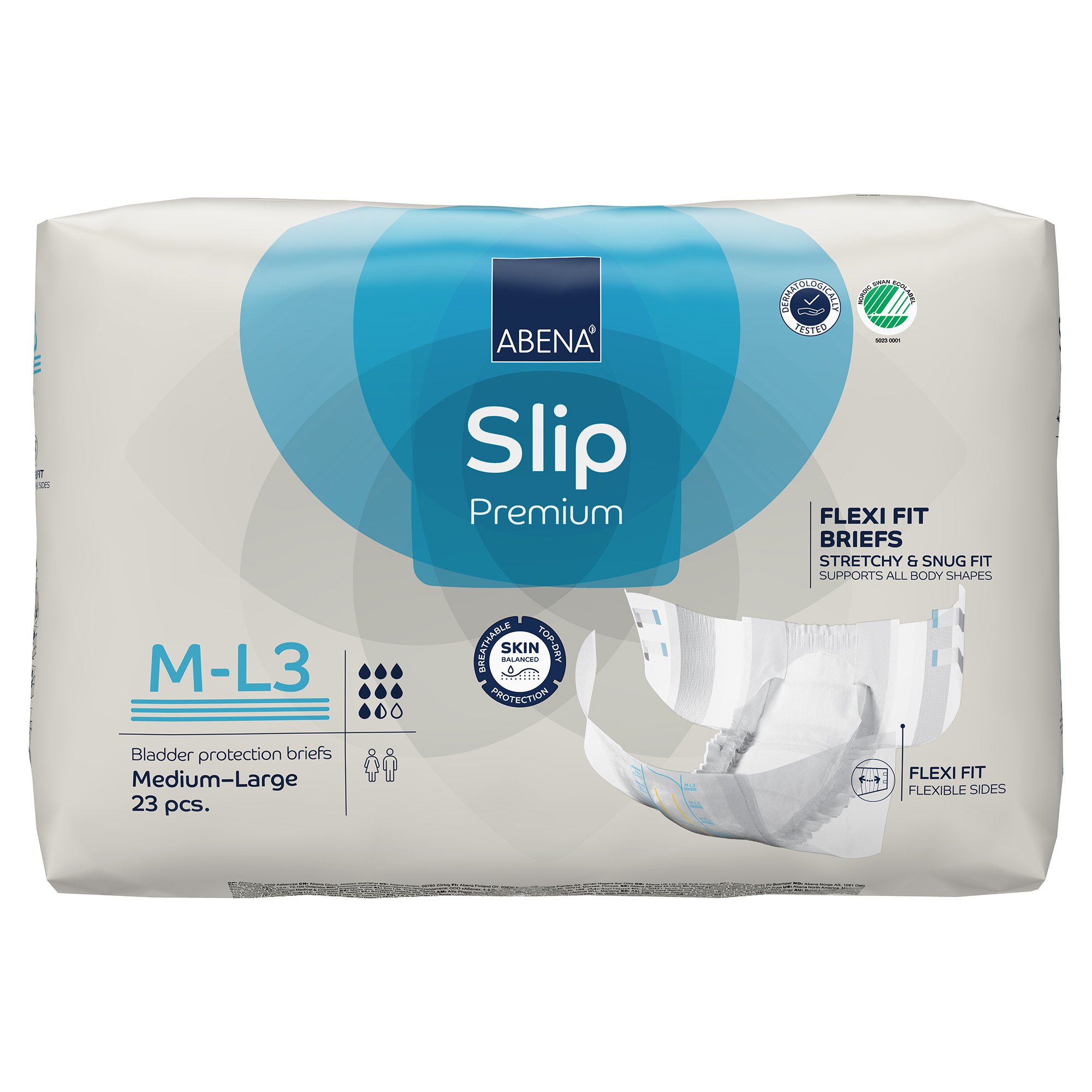 Abena North America 1000020861 - Abena® Slip Premium Flexi Fit Incontinence Briefs, M-L3 - 23/Pack, 92/Case
