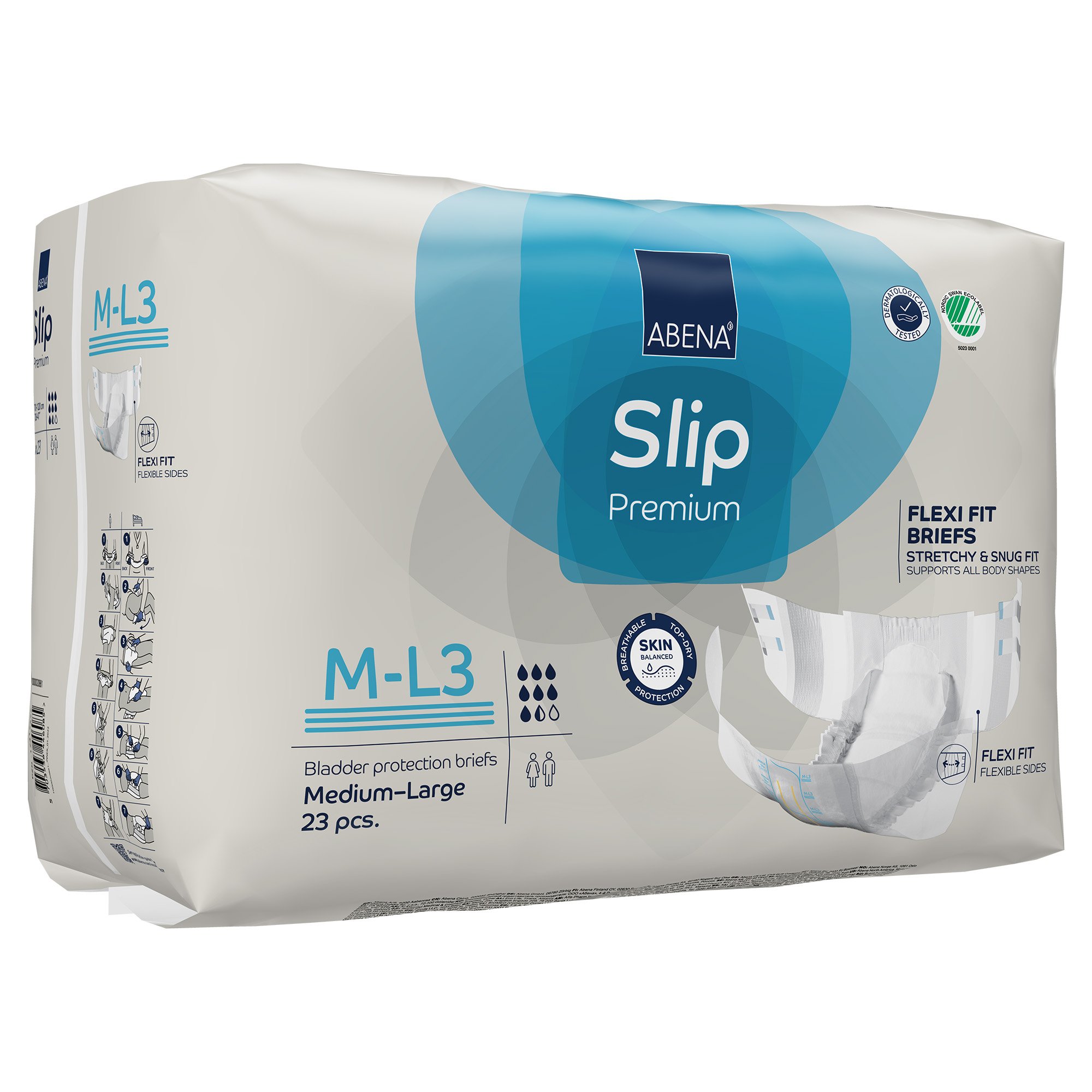Abena North America 1000020861 - Abena® Slip Premium Flexi Fit Incontinence Briefs, M-L3 - 23/Pack, 92/Case