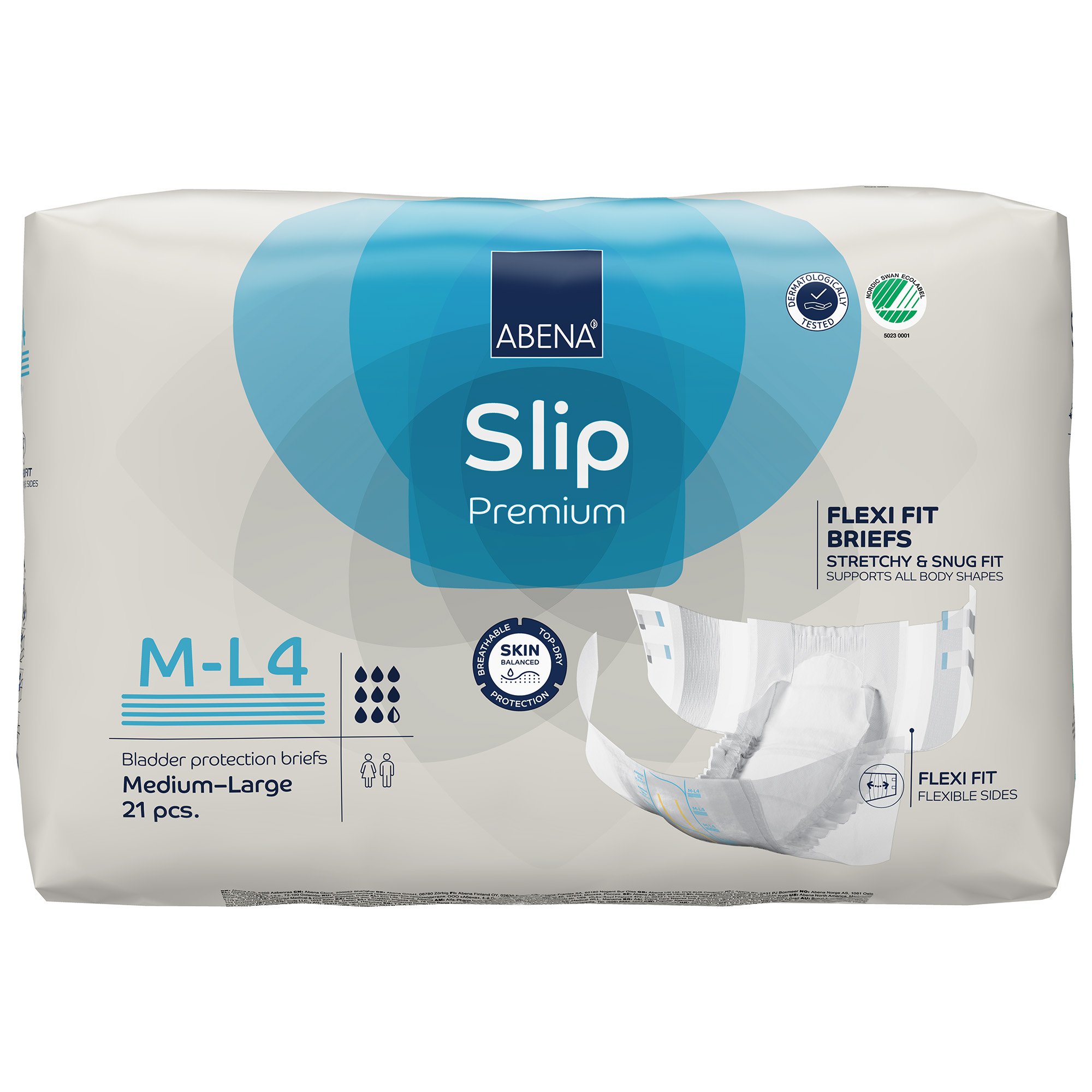 Abena North America 1000021166 - Abena® Slip Premium Flexi Fit Incontinence Briefs, M-L4 - 21/Pack, 84/Case