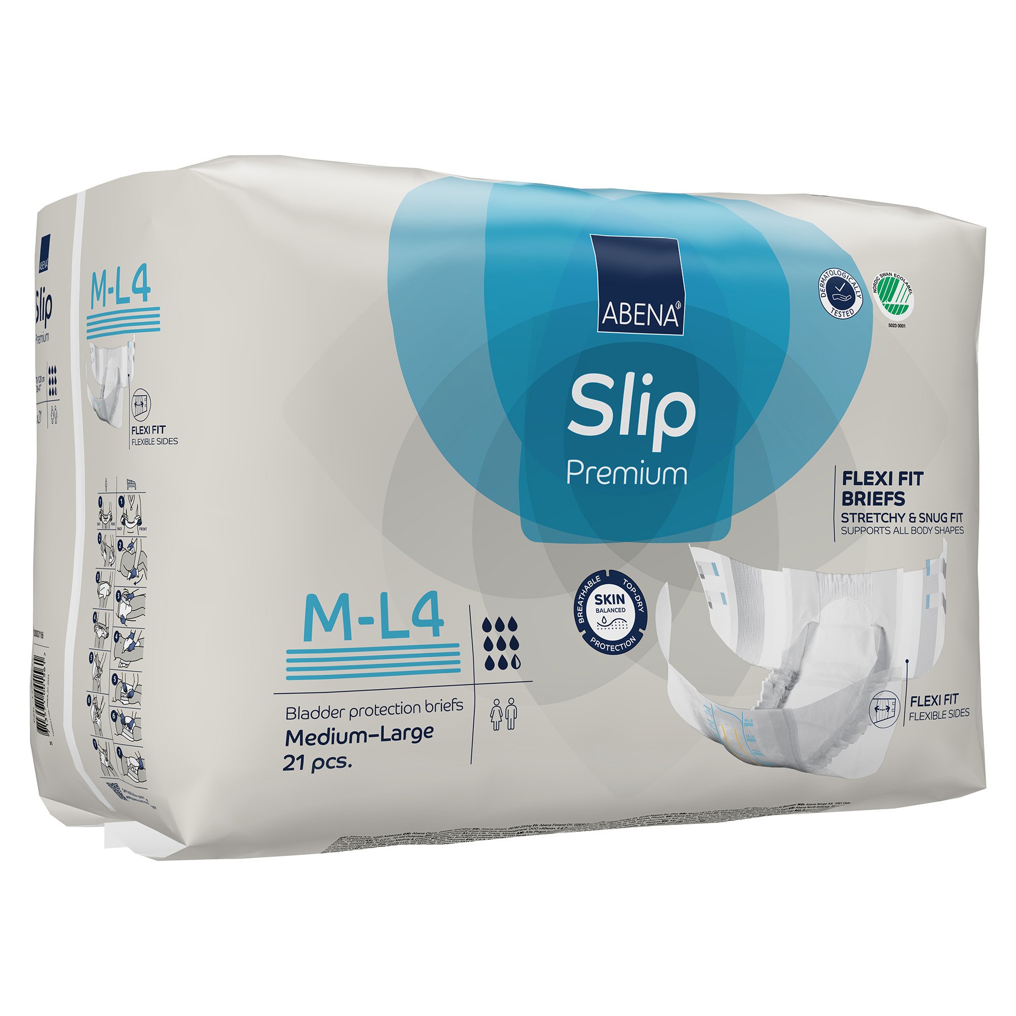 Abena North America 1000021166 - Abena® Slip Premium Flexi Fit Incontinence Briefs, M-L4 - 21/Pack, 84/Case