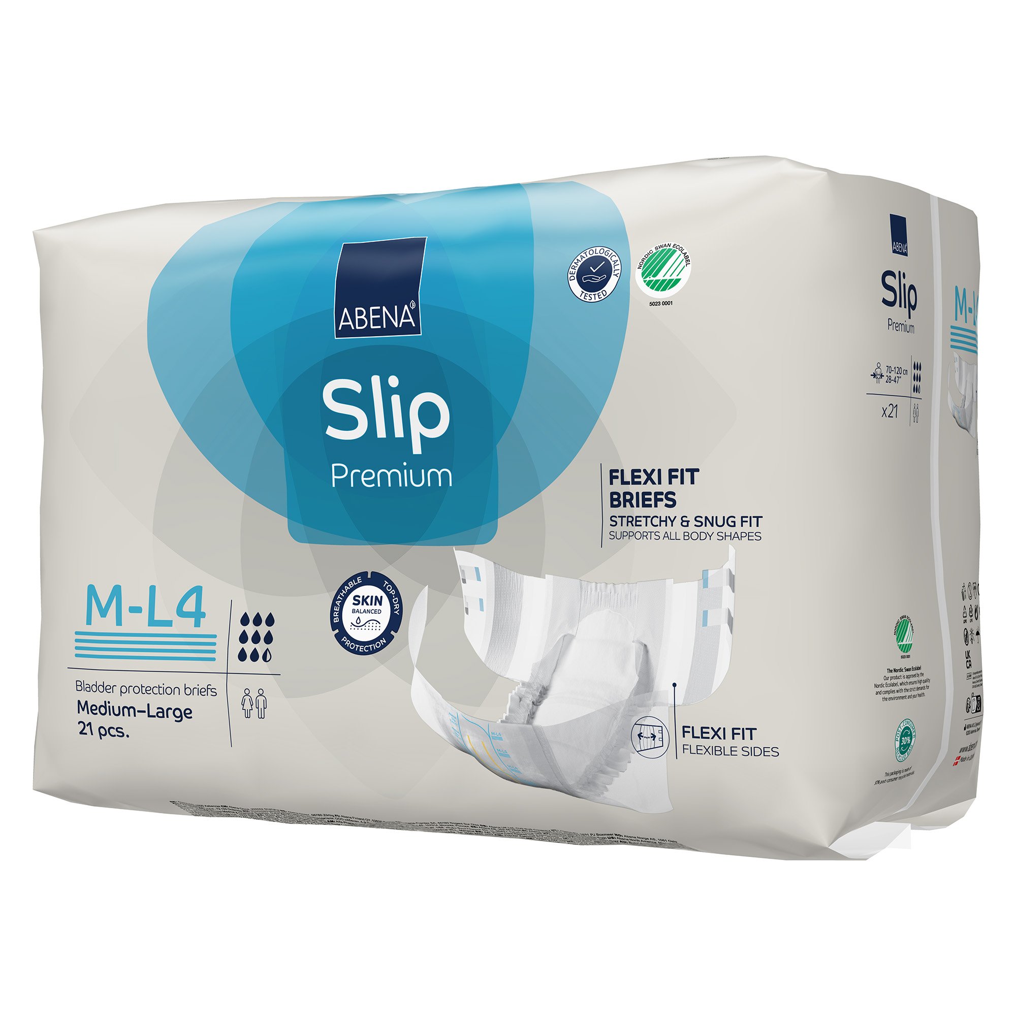 Abena North America 1000021166 - Abena® Slip Premium Flexi Fit Incontinence Briefs, M-L4 - 21/Pack, 84/Case