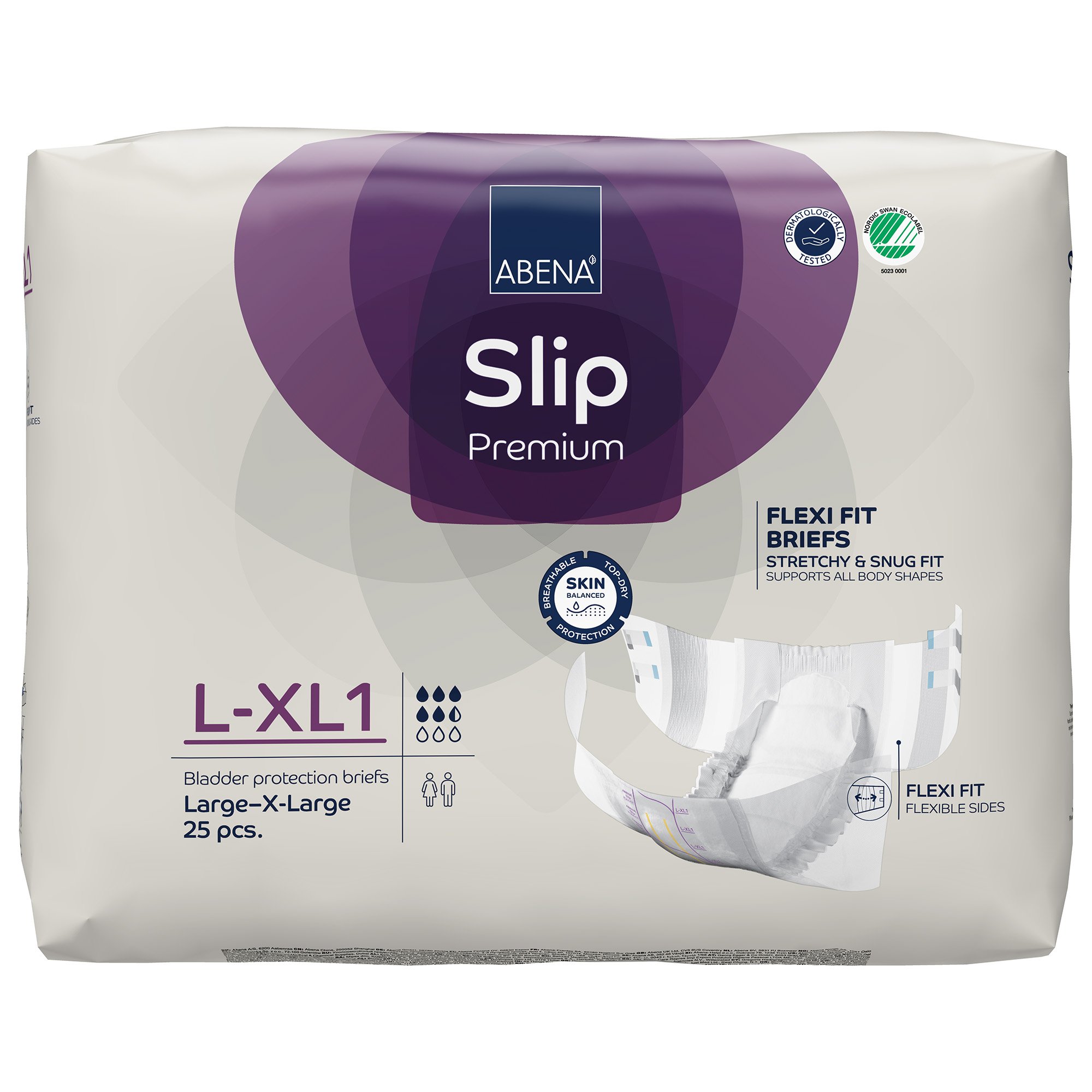 Abena North America 1000020863 - Abena® Slip Premium Flexi Fit Incontinence Briefs, L-XL1 - 25/Pack, 100/Case