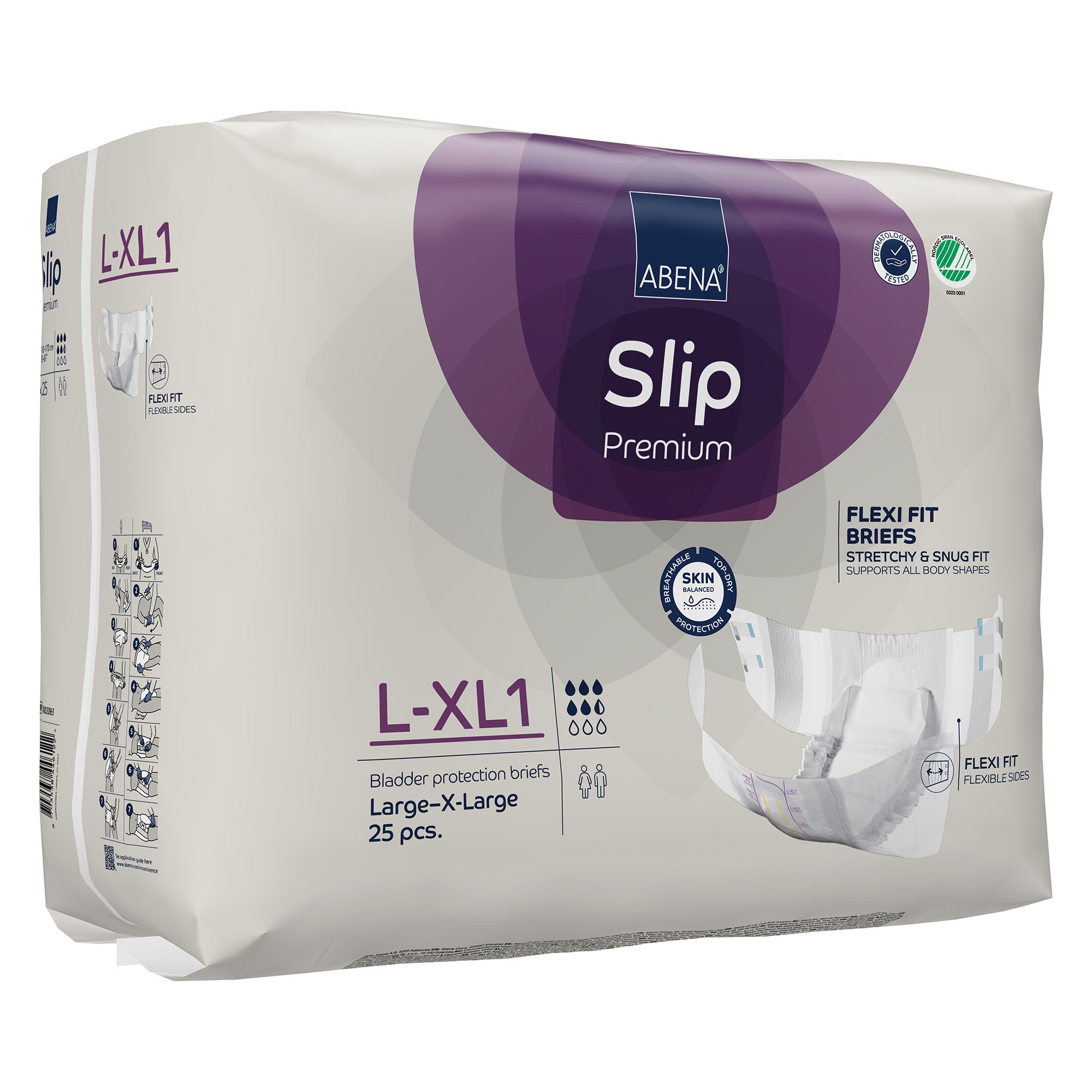 Abena North America 1000020863 - Abena® Slip Premium Flexi Fit Incontinence Briefs, L-XL1 - 25/Pack, 100/Case