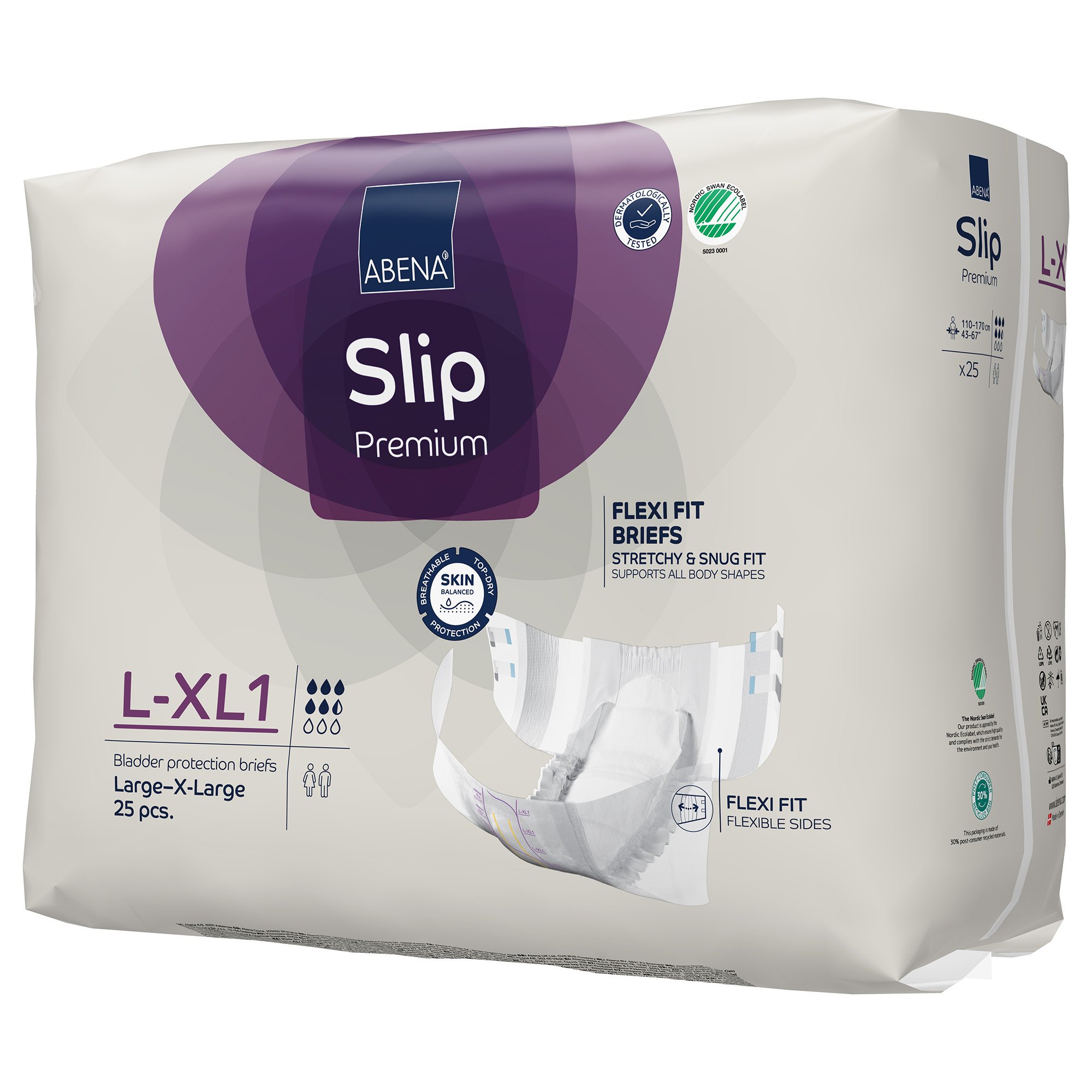 Abena North America 1000020863 - Abena® Slip Premium Flexi Fit Incontinence Briefs, L-XL1 - 25/Pack, 100/Case