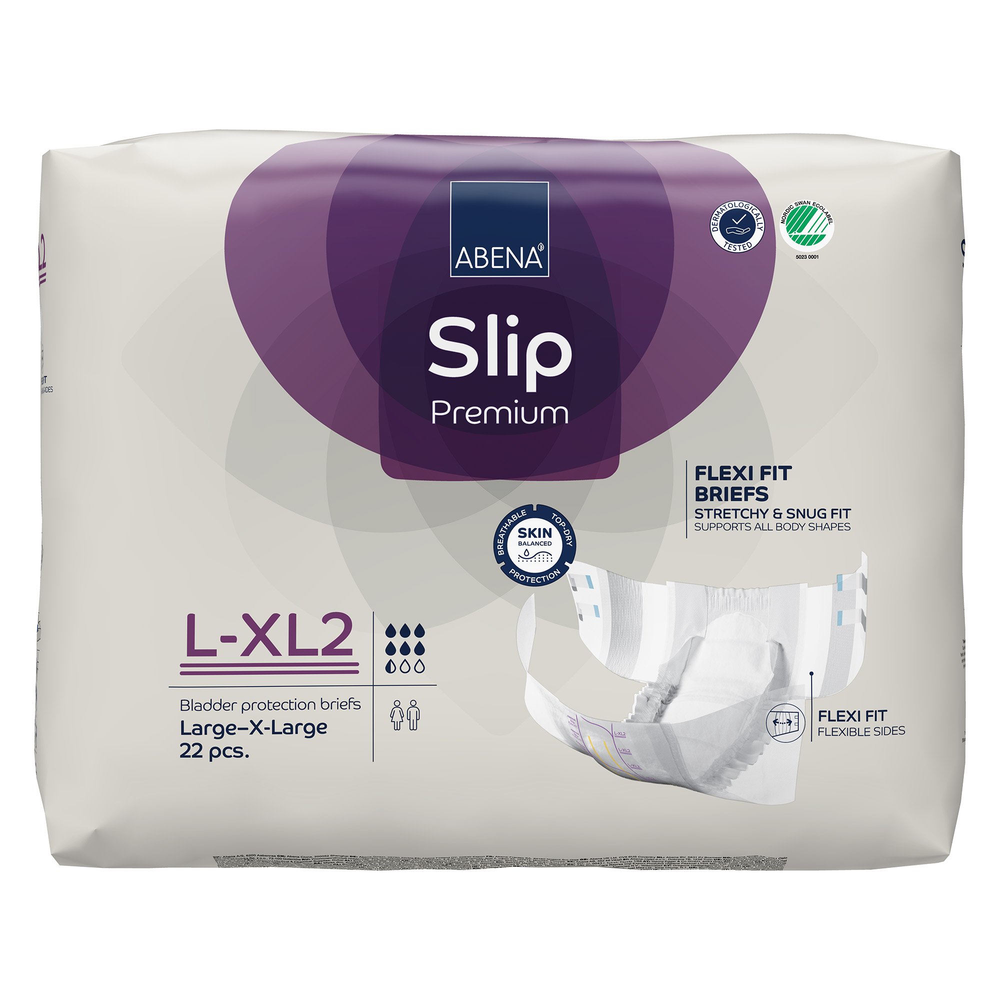 Abena North America 1000020864 - Abena® Slip Premium Flexi Fit Incontinence Briefs, L-XL2 - 22/Pack, 88/Case