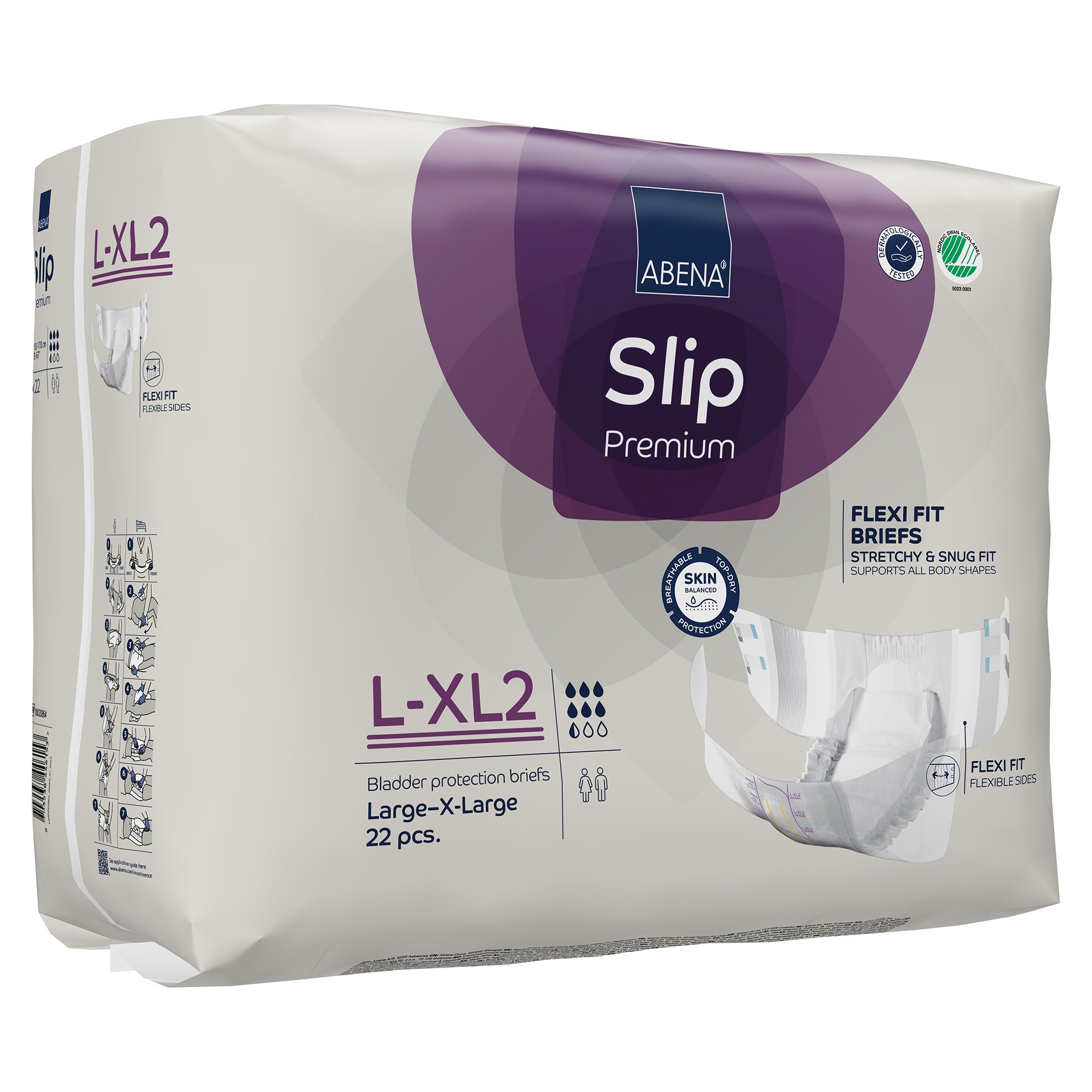 Abena North America 1000020864 - Abena® Slip Premium Flexi Fit Incontinence Briefs, L-XL2 - 22/Pack, 88/Case
