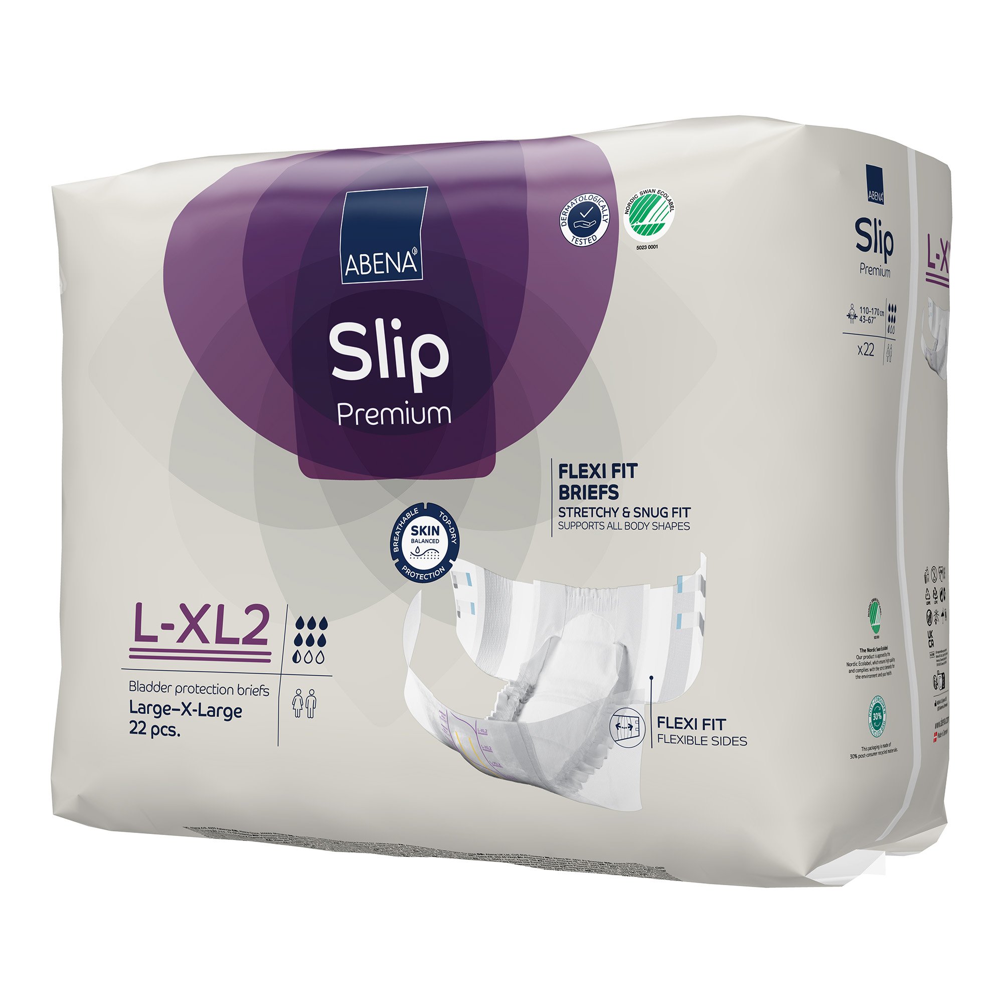 Abena North America 1000020864 - Abena® Slip Premium Flexi Fit Incontinence Briefs, L-XL2 - 22/Pack, 88/Case