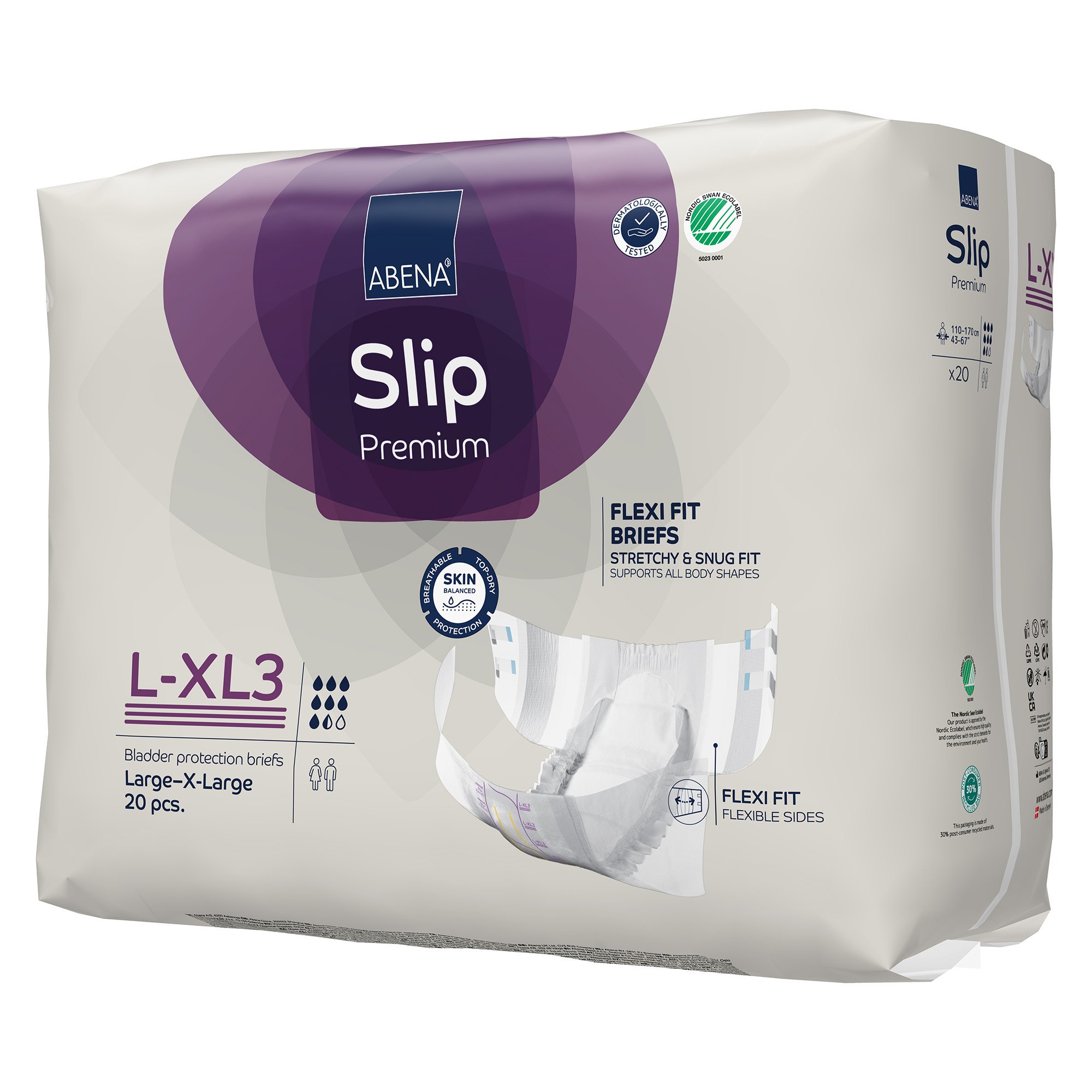 Abena North America 1000020865 - Abena® Slip Premium Flexi Fit Incontinence Briefs, L-XL3 - 20/Pack, 80/Case