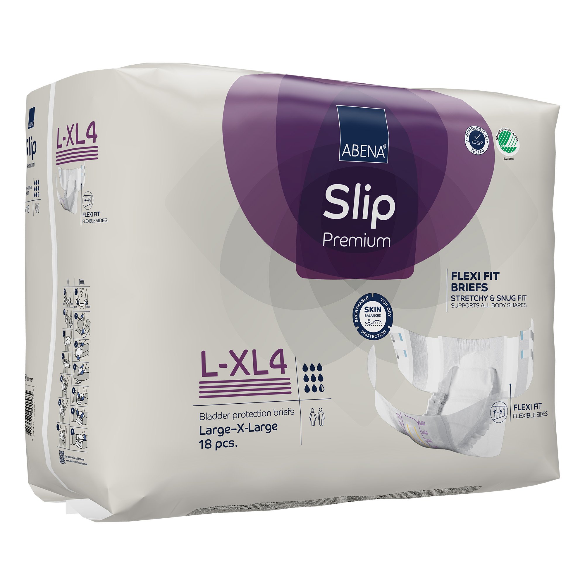 Abena North America 1000021167 - Abena® Slip Premium Flexi Fit Incontinence Briefs, L-XL4 - 18/Pack, 72/Case