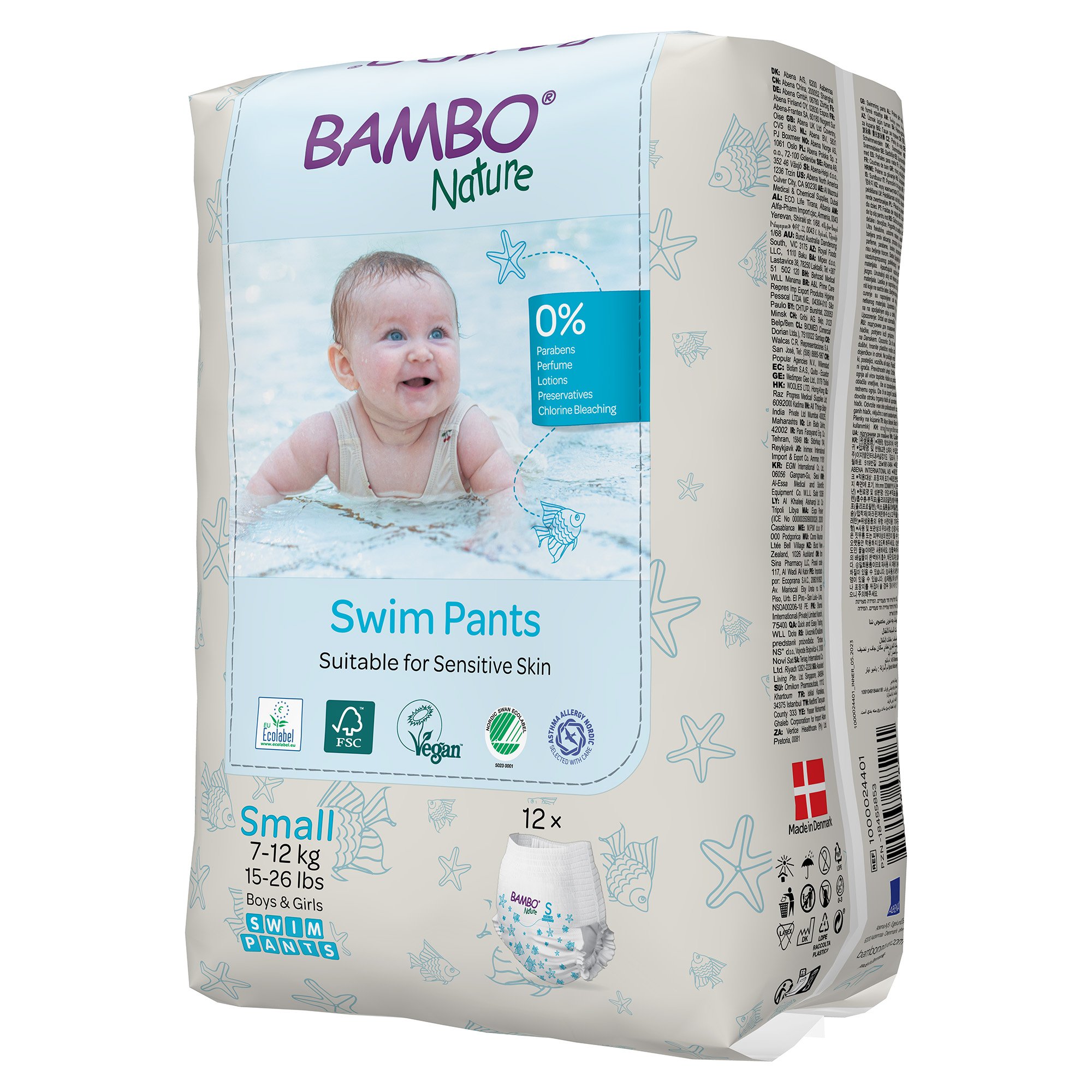 Abena North America 1000024401 - Bambo Nature Swim Pants, Small, for Babies weighing 15 to 26 lbs. - 12/Pack, 120/Case