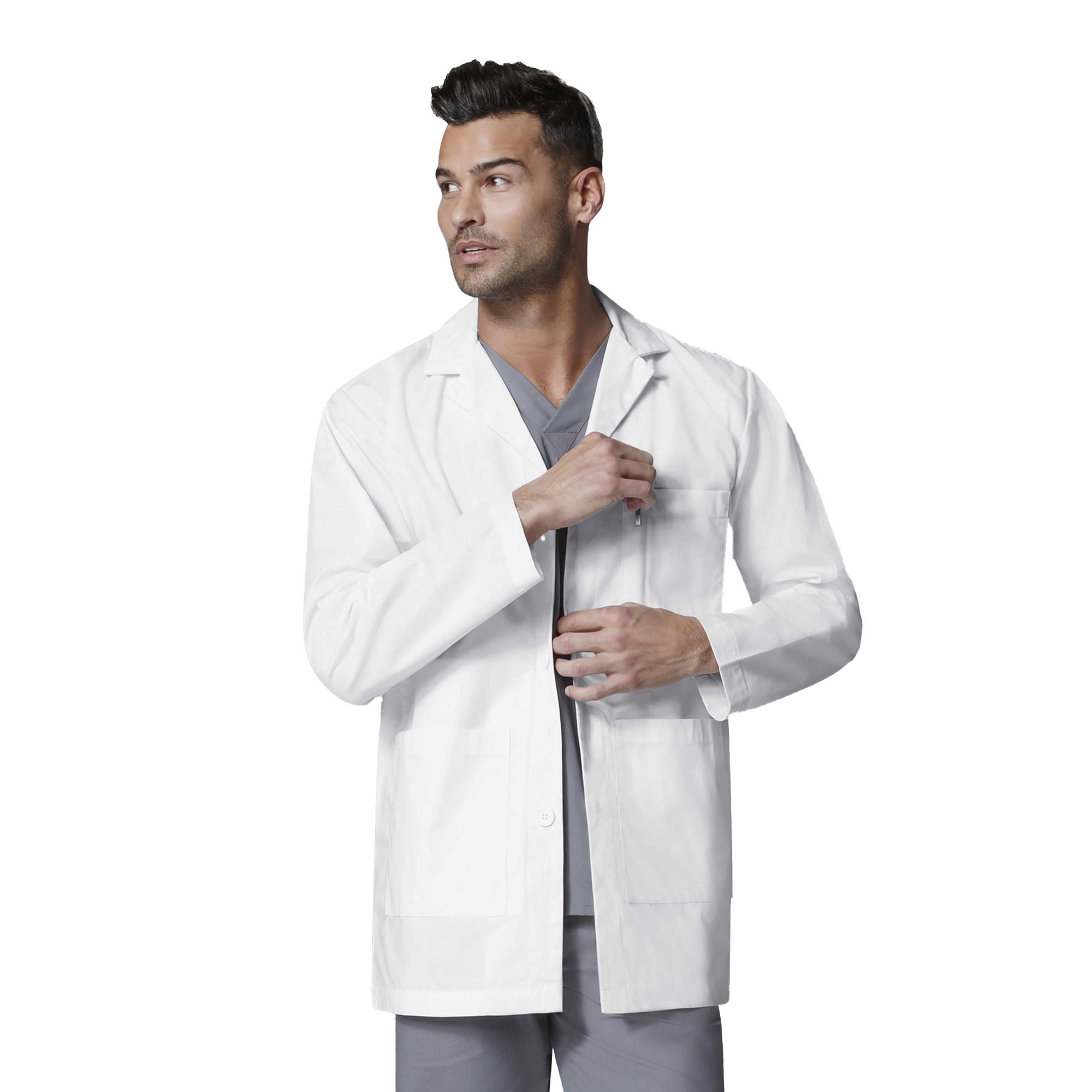 Fashion Seal Uniforms - 7102-WHT-S Lab Jacket White Small Hip Length 65% Polyester / 35% Cotton Disposable