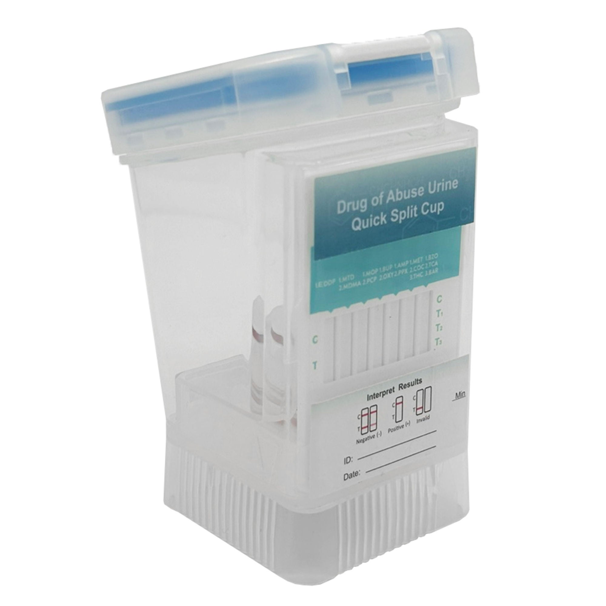 Abbott Rapid Dx North America LLC - HCDOACI-2155S Drugs of Abuse Test Kit Quick Split Cup AMP500, BAR300, BUP10, BZO300, COC150, EDDP300, mAMP/MET500, MOP (OPI300), MDMA500, MTD300, OXY100, PCP25, PPX300, THC50, TCA1000  25 Tests CLIA Waived