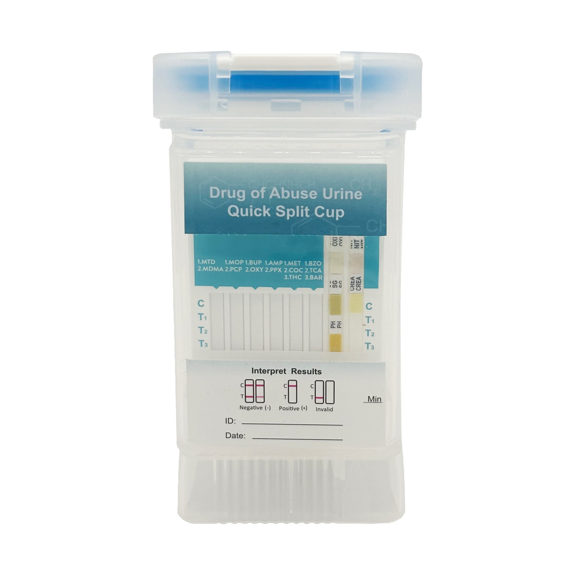 Abbott Rapid Dx North America LLC - HCDOACI-2155S Drugs of Abuse Test Kit Quick Split Cup AMP500, BAR300, BUP10, BZO300, COC150, EDDP300, mAMP/MET500, MOP (OPI300), MDMA500, MTD300, OXY100, PCP25, PPX300, THC50, TCA1000  25 Tests CLIA Waived