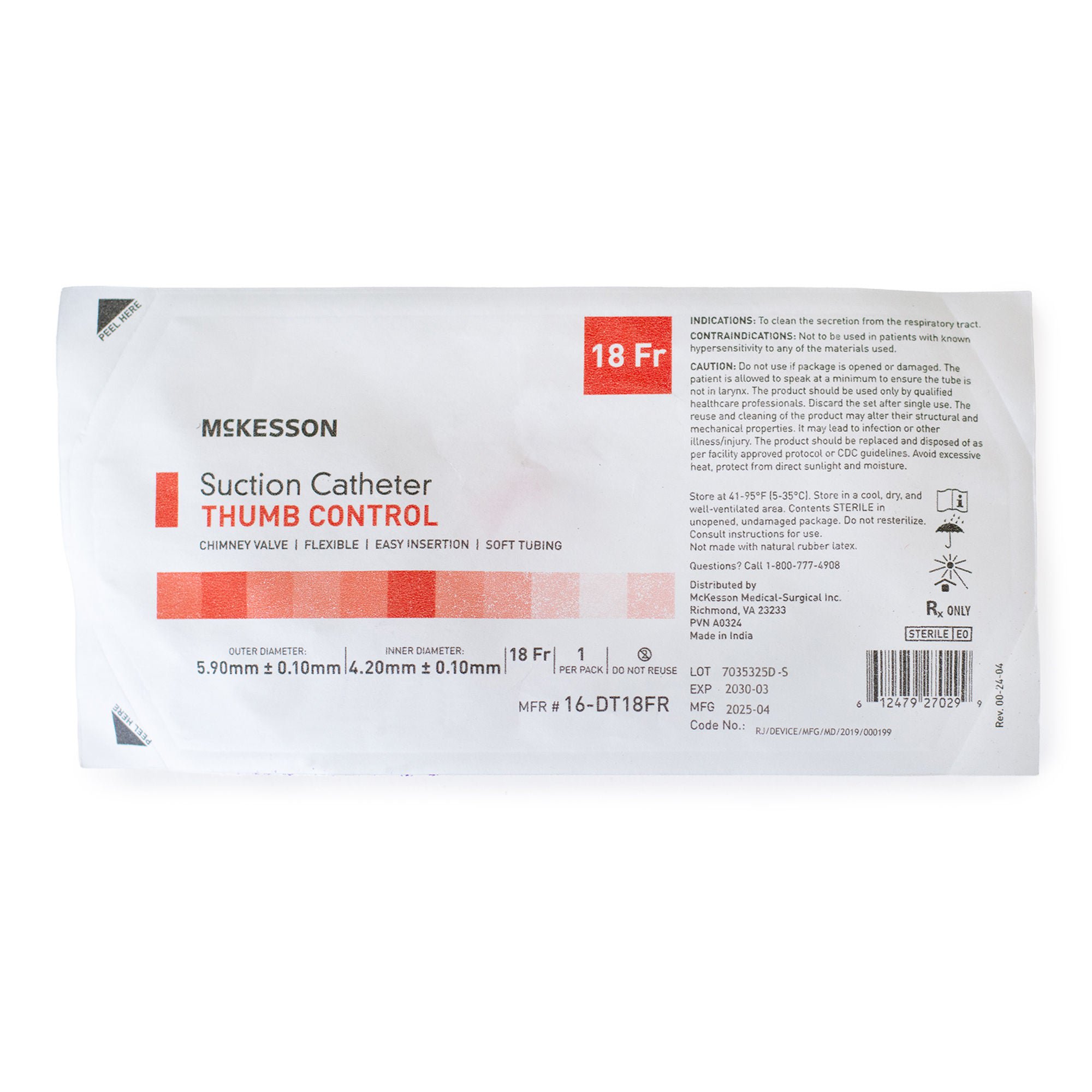 McKesson Brand - 16-DT18FR Suction Catheter McKesson Flexible Type DeLee Tip Open Style Chimney Control Vent 18 Fr. Sterile