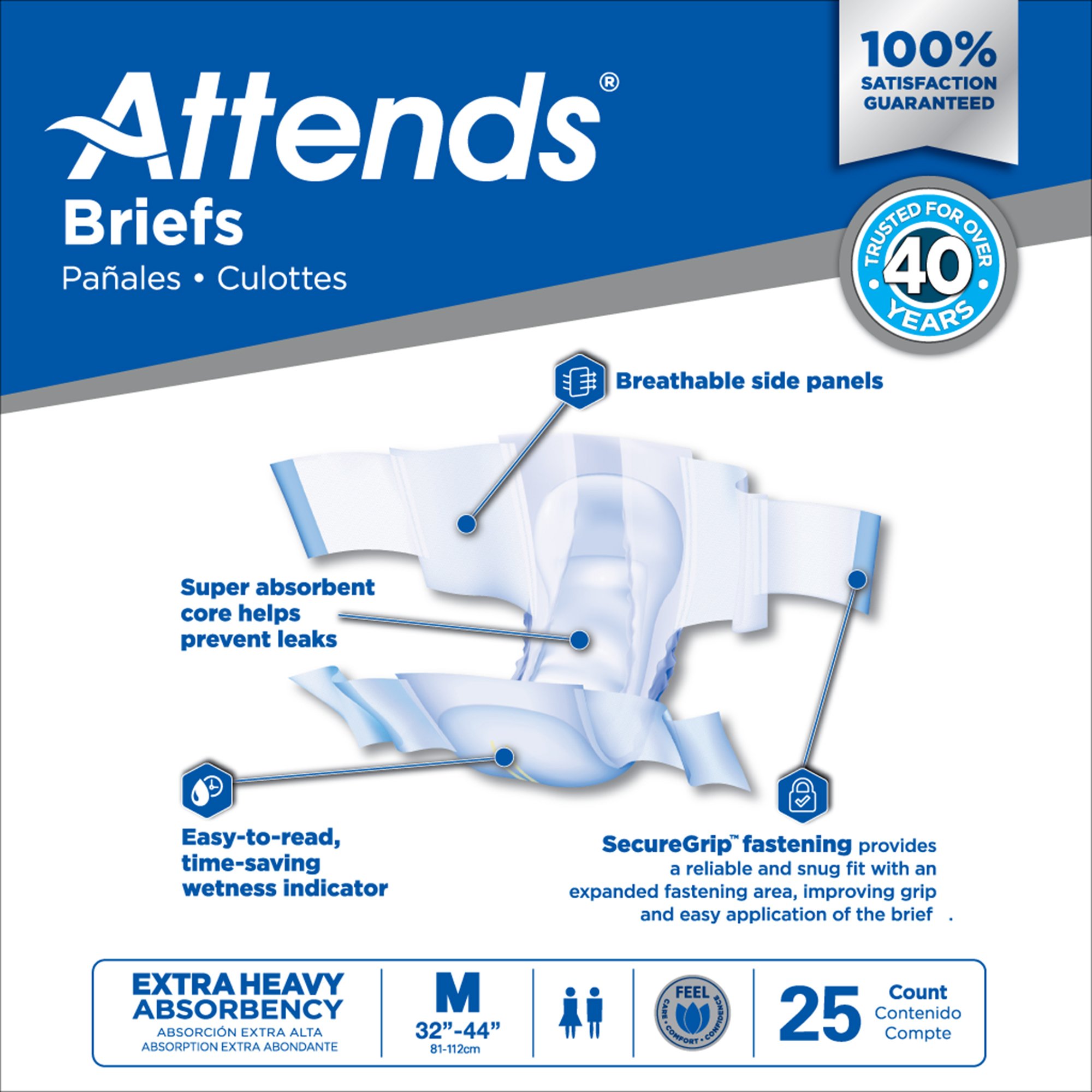 Attends Healthcare Products DDP20100 - Attends® Extra Heavy Incontinence Brief, Heavy Absorbency, Medium - 25/Bag, 100/Case