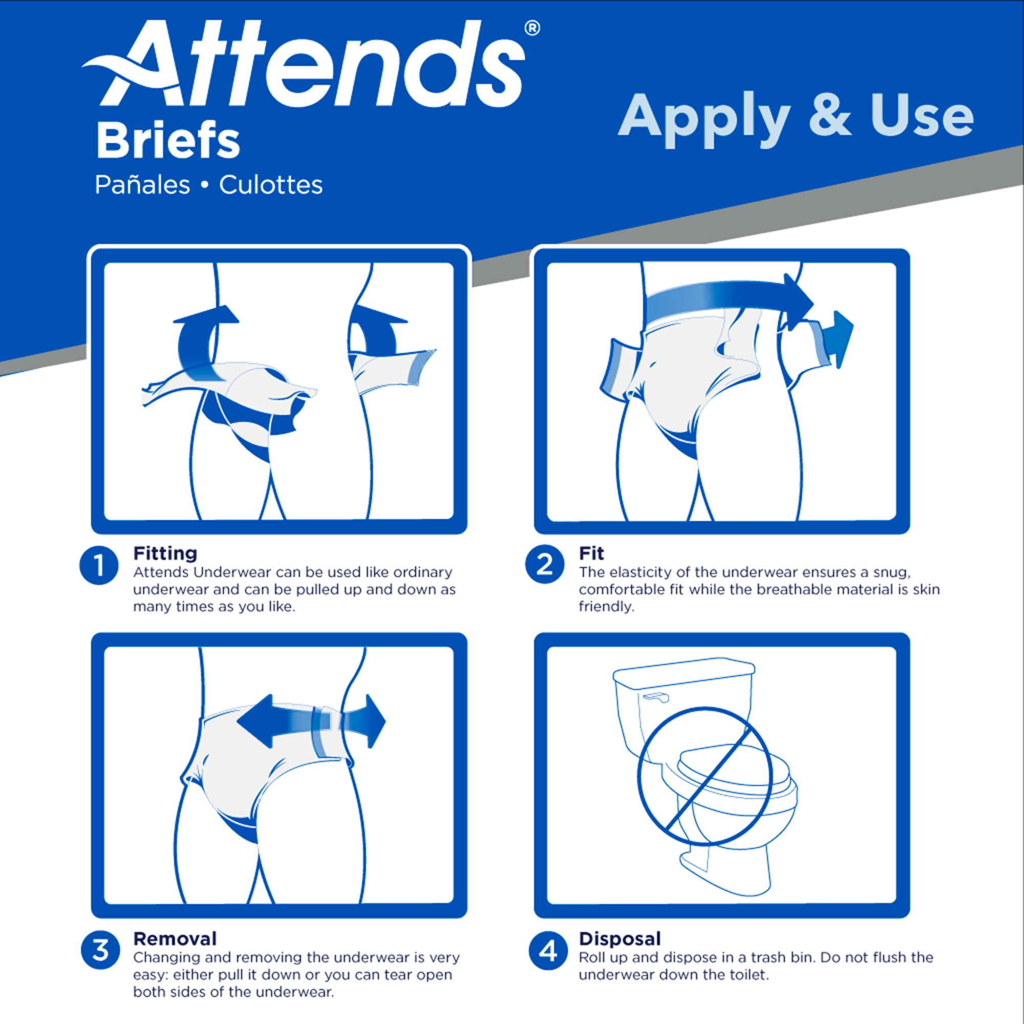 Attends Healthcare Products DDP20100 - Attends® Extra Heavy Incontinence Brief, Heavy Absorbency, Medium - 25/Bag, 100/Case
