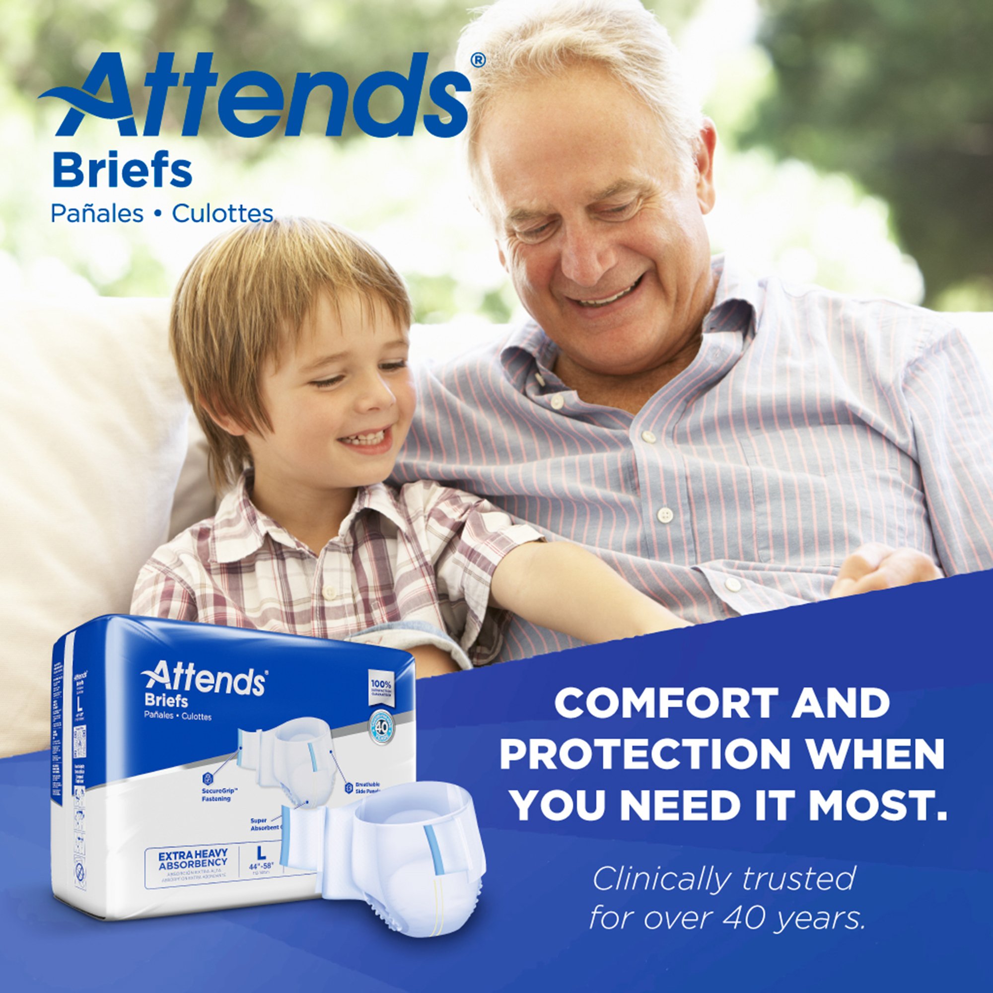 Attends Healthcare Products DDP30100 - Attends® Extra Heavy Absorbency Briefs, Large - 25/Bag, 100/Case