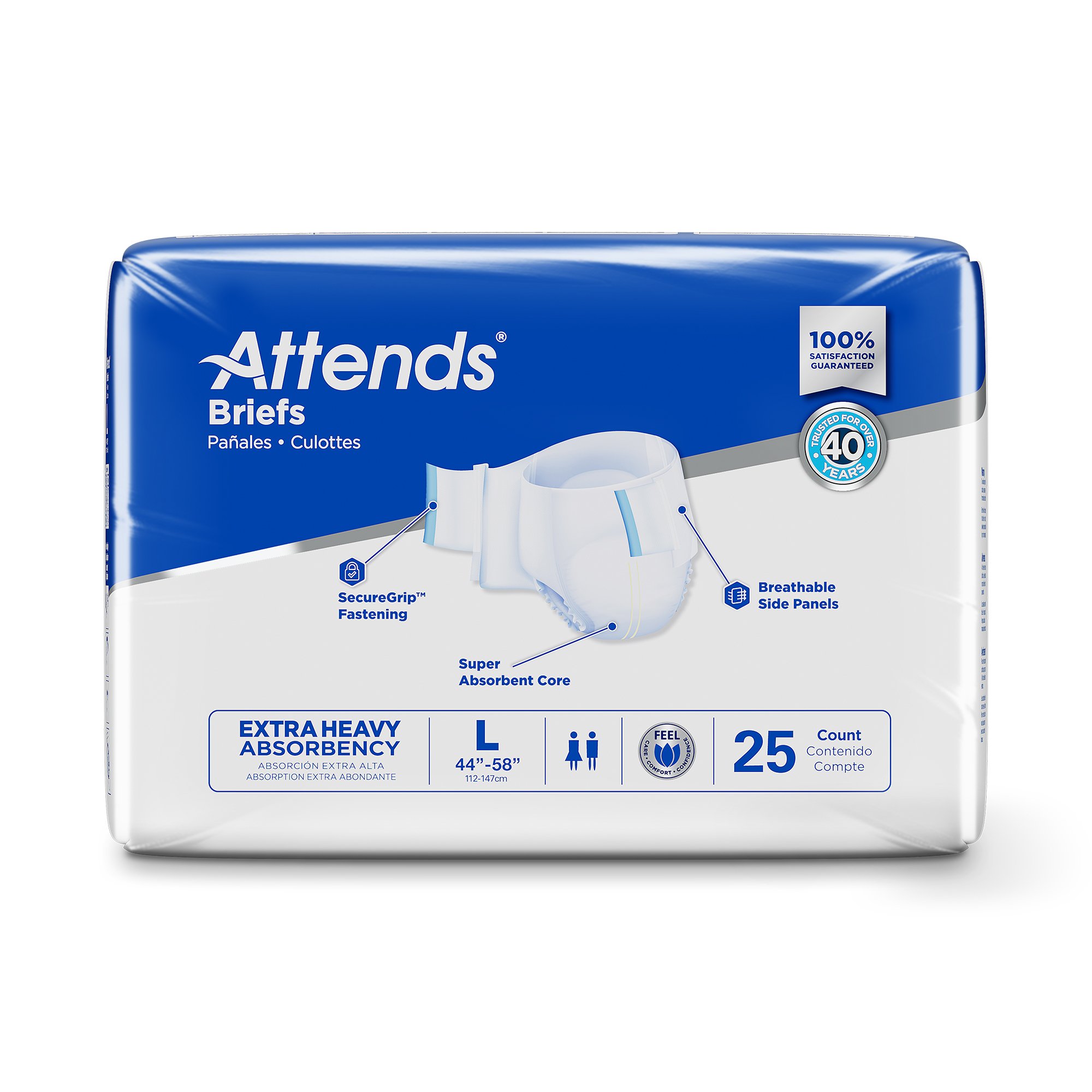Attends Healthcare Products DDP30100 - Attends® Extra Heavy Absorbency Briefs, Large - 25/Bag, 100/Case