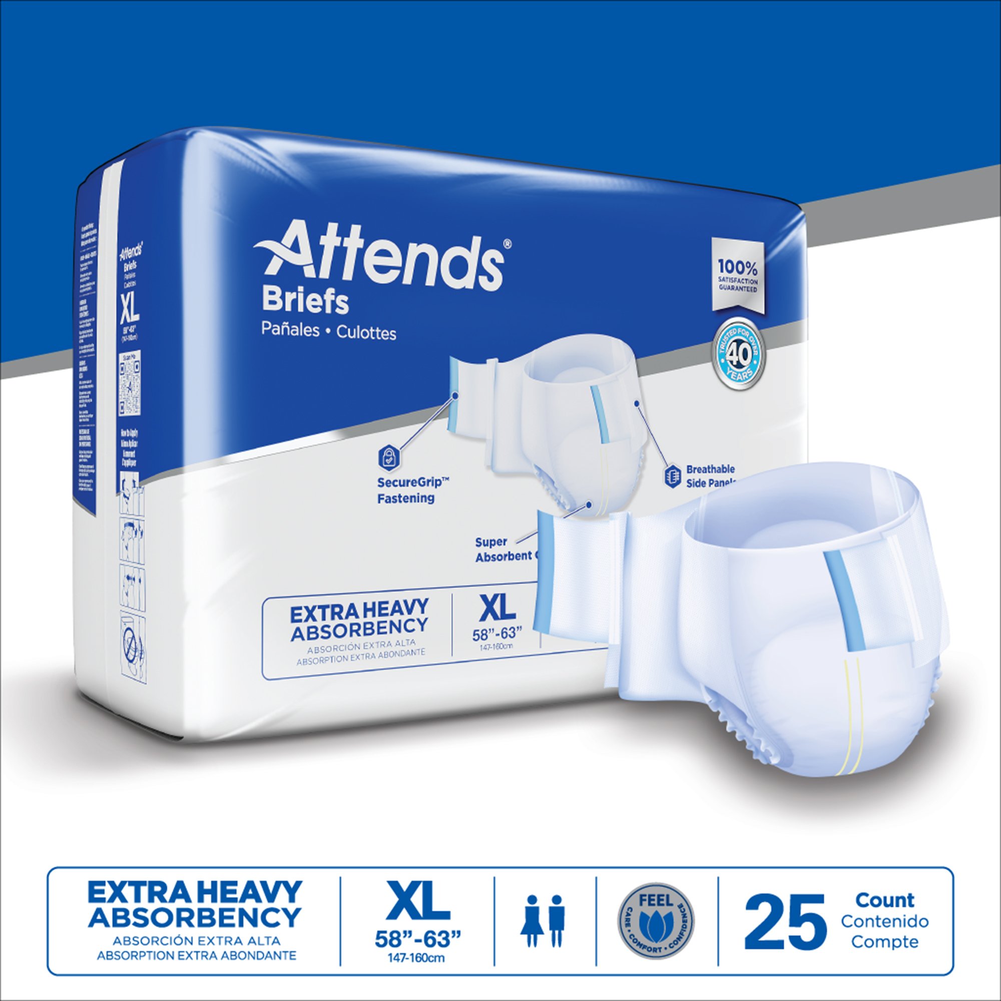 Attends Healthcare Products DDP40100 - Attends® Extra Heavy Absorbency Briefs, X-Large - 25/Bag, 100/Case