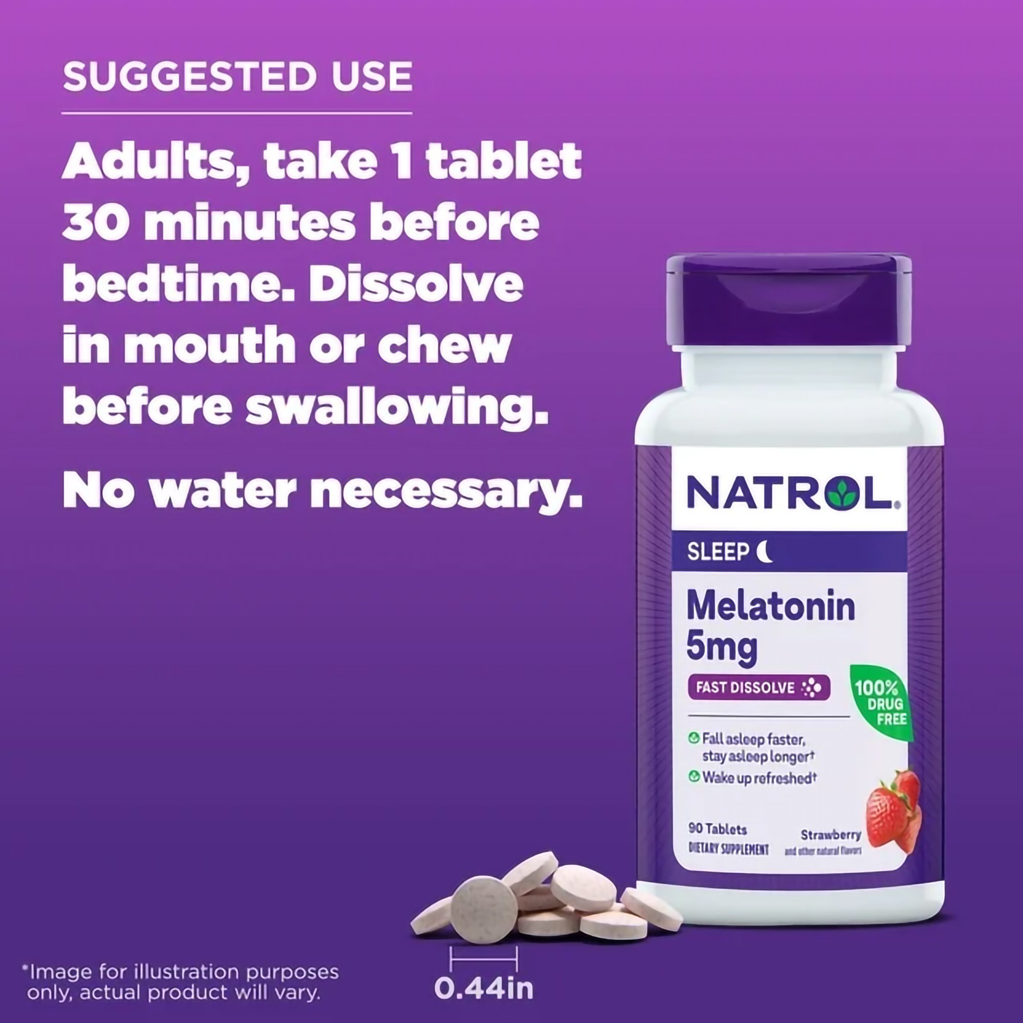 Natrol Inc 04746905865 - Natrol® Melatonin 5 mg Sleep Fast Dissolve Tablets Strawberry - 1/Bottle