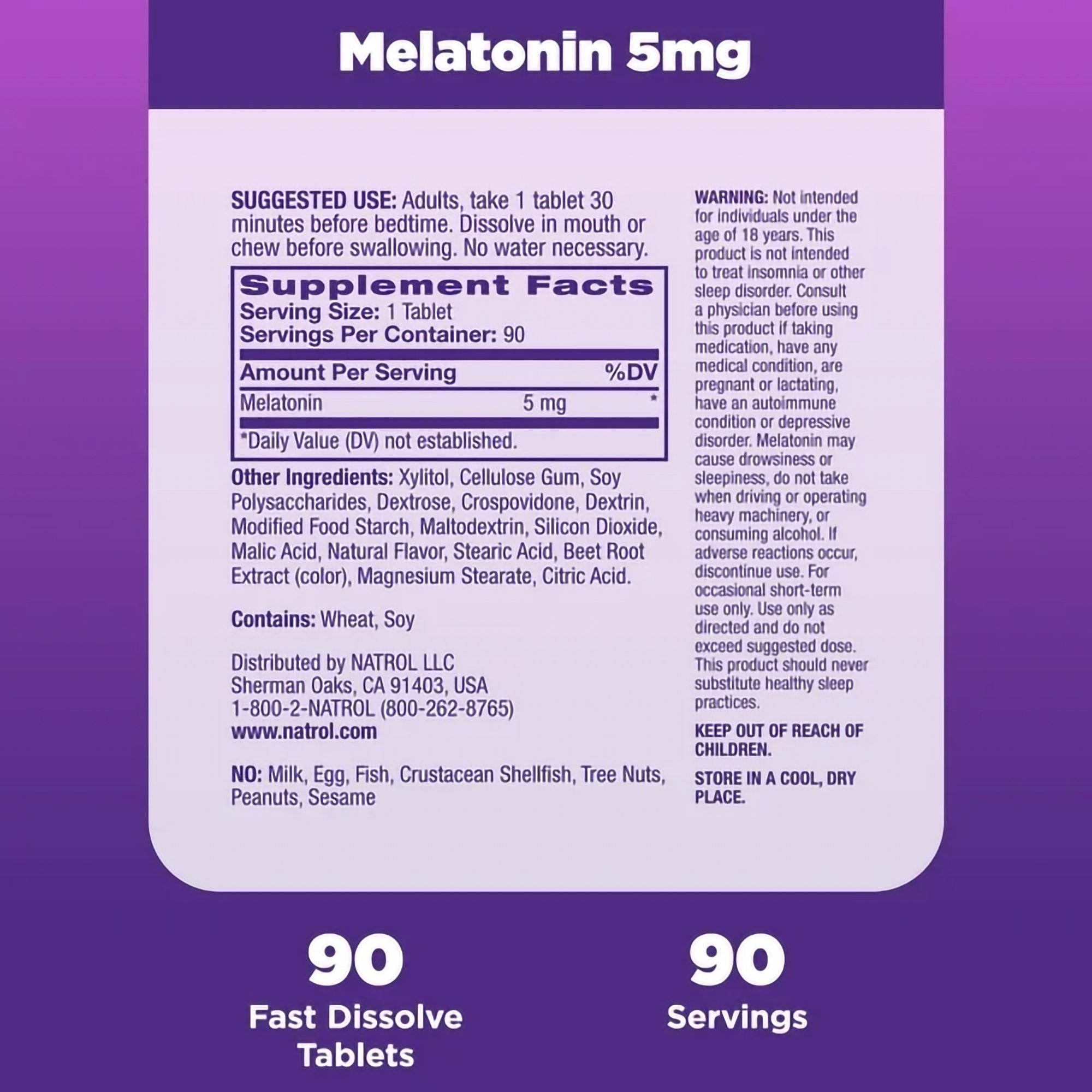 Natrol Inc 04746905865 - Natrol® Melatonin 5 mg Sleep Fast Dissolve Tablets Strawberry - 1/Bottle