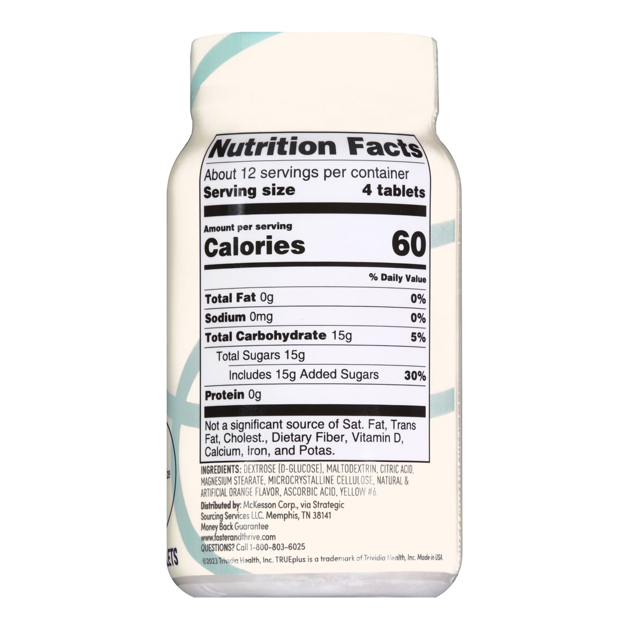 McKesson Brand 56151161051 - Foster & Thrive™ Trueplus Glucose Tablets Orange - 1/Bottle