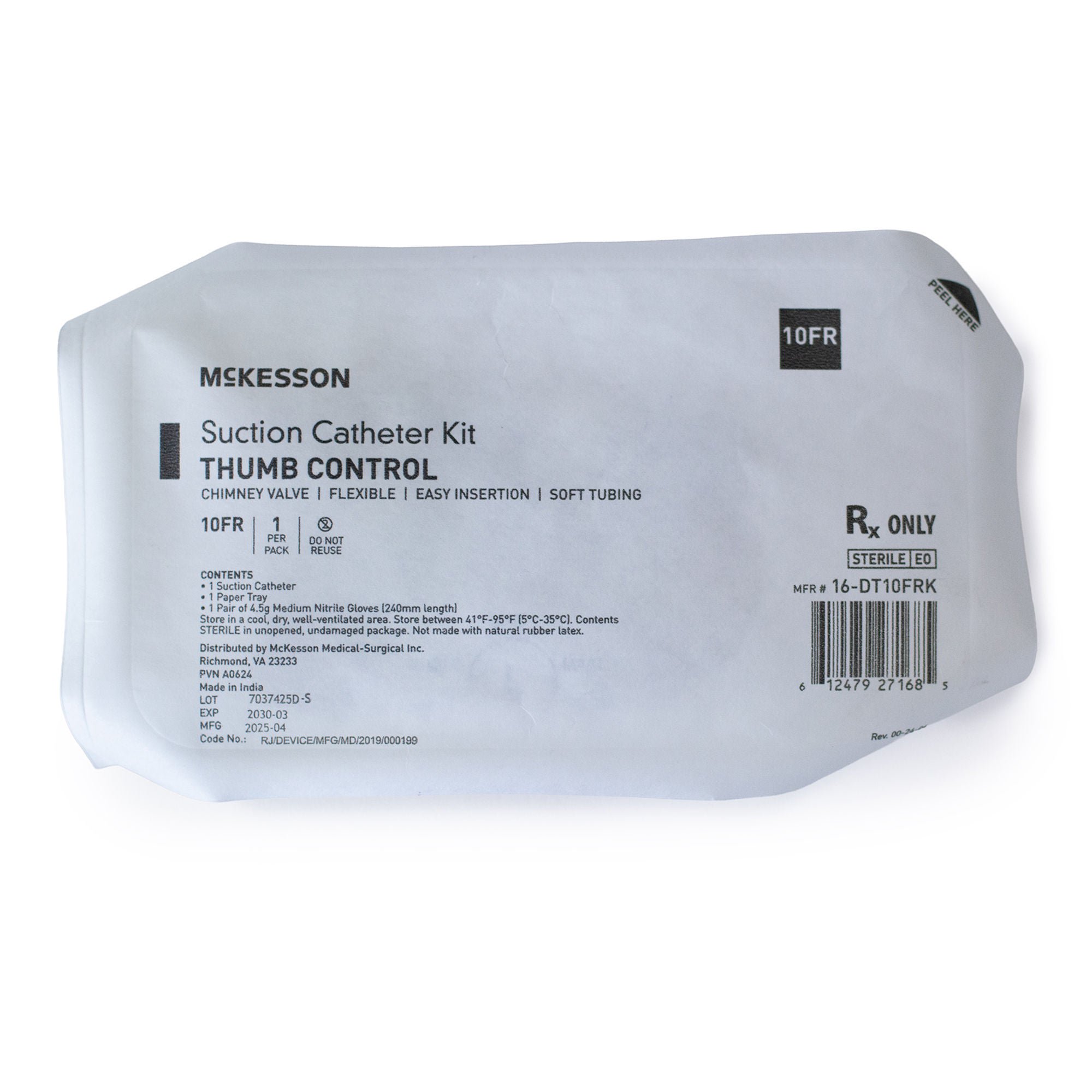 McKesson Brand - 16-DT10FRK Suction Catheter Tray McKesson 10 Fr. DeLee Tip Chimney Control Vent