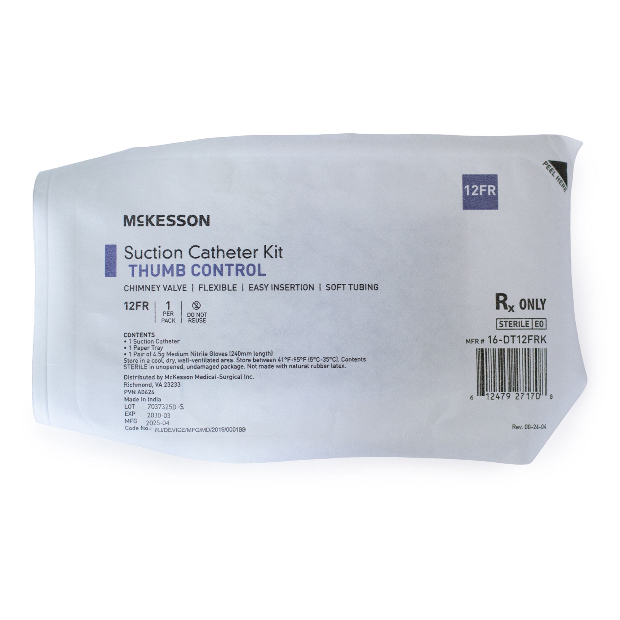 McKesson Brand - 16-DT12FRK Suction Catheter Tray McKesson 12 Fr. DeLee Tip Chimney Control Vent