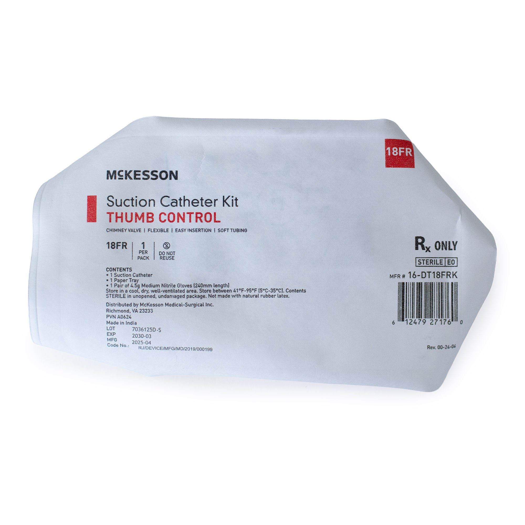McKesson Brand - 16-DT18FRK Suction Catheter Tray McKesson 18 Fr. DeLee Tip Chimney Control Vent