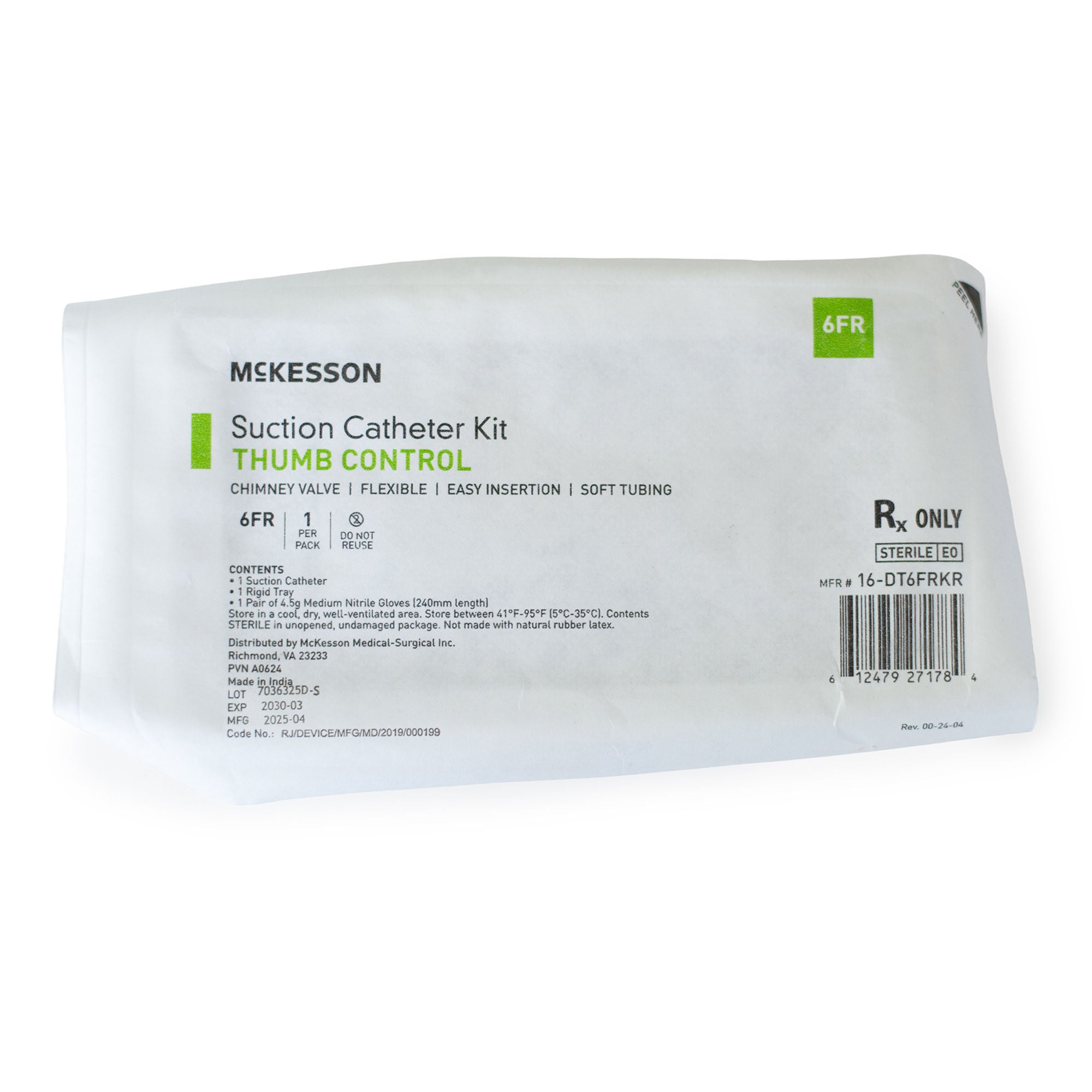 McKesson Brand - 16-DT6FRKR Suction Catheter Tray McKesson 6 Fr. DeLee Tip Chimney Control Vent
