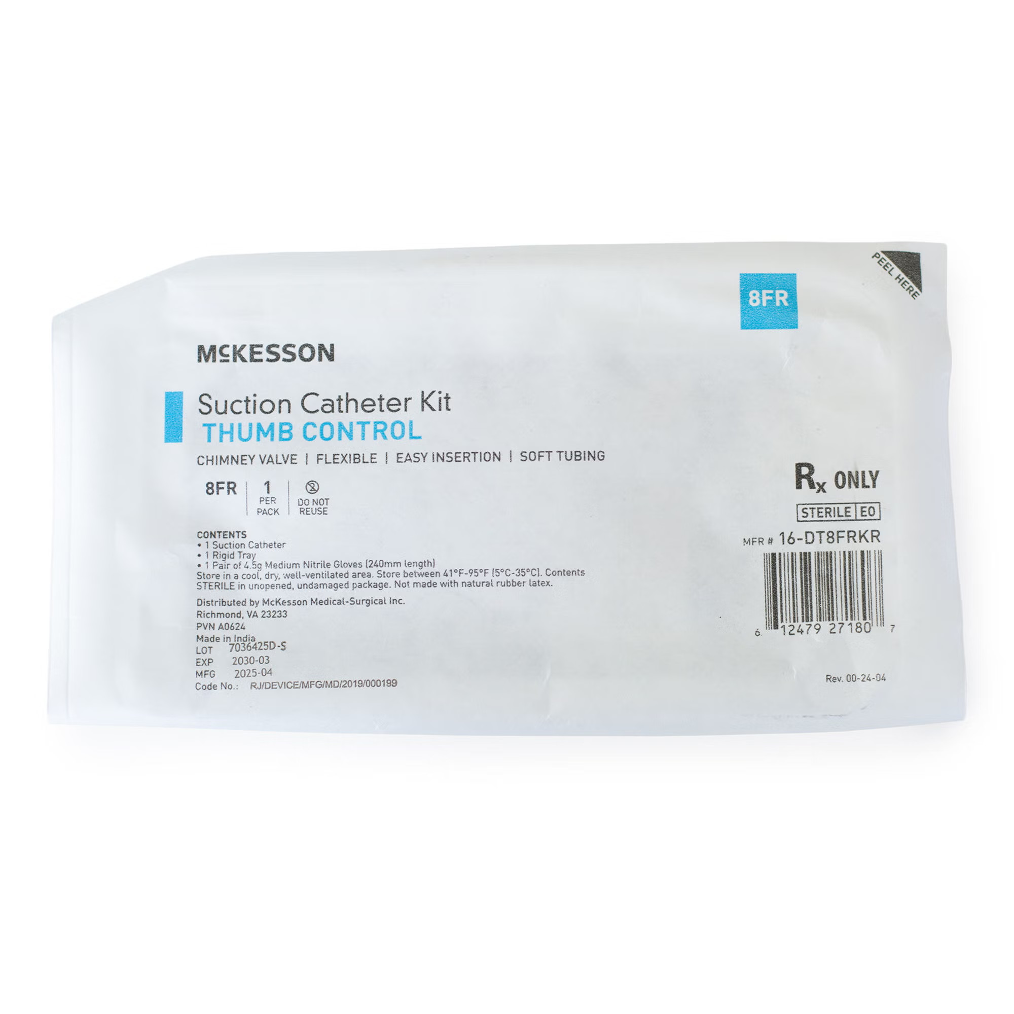 McKesson Brand - 16-DT8FRKR Suction Catheter Tray McKesson 8 Fr. DeLee Tip Chimney Control Vent