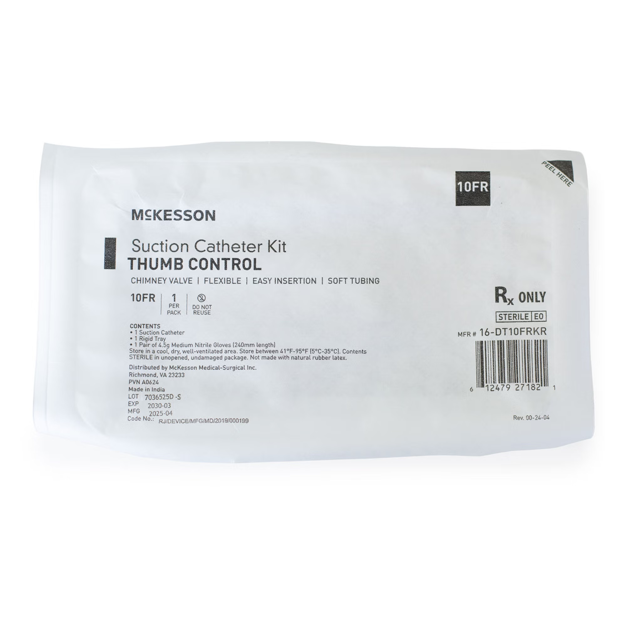 McKesson Brand - 16-DT10FRKR Suction Catheter Tray McKesson 10 Fr. DeLee Tip Chimney Control Vent