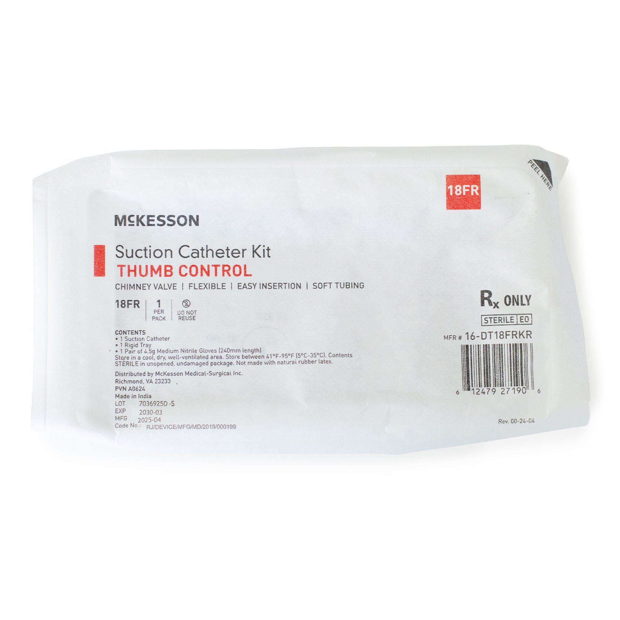 McKesson Brand - 16-DT18FRKR Suction Catheter Tray McKesson 18 Fr. DeLee Tip Chimney Control Vent