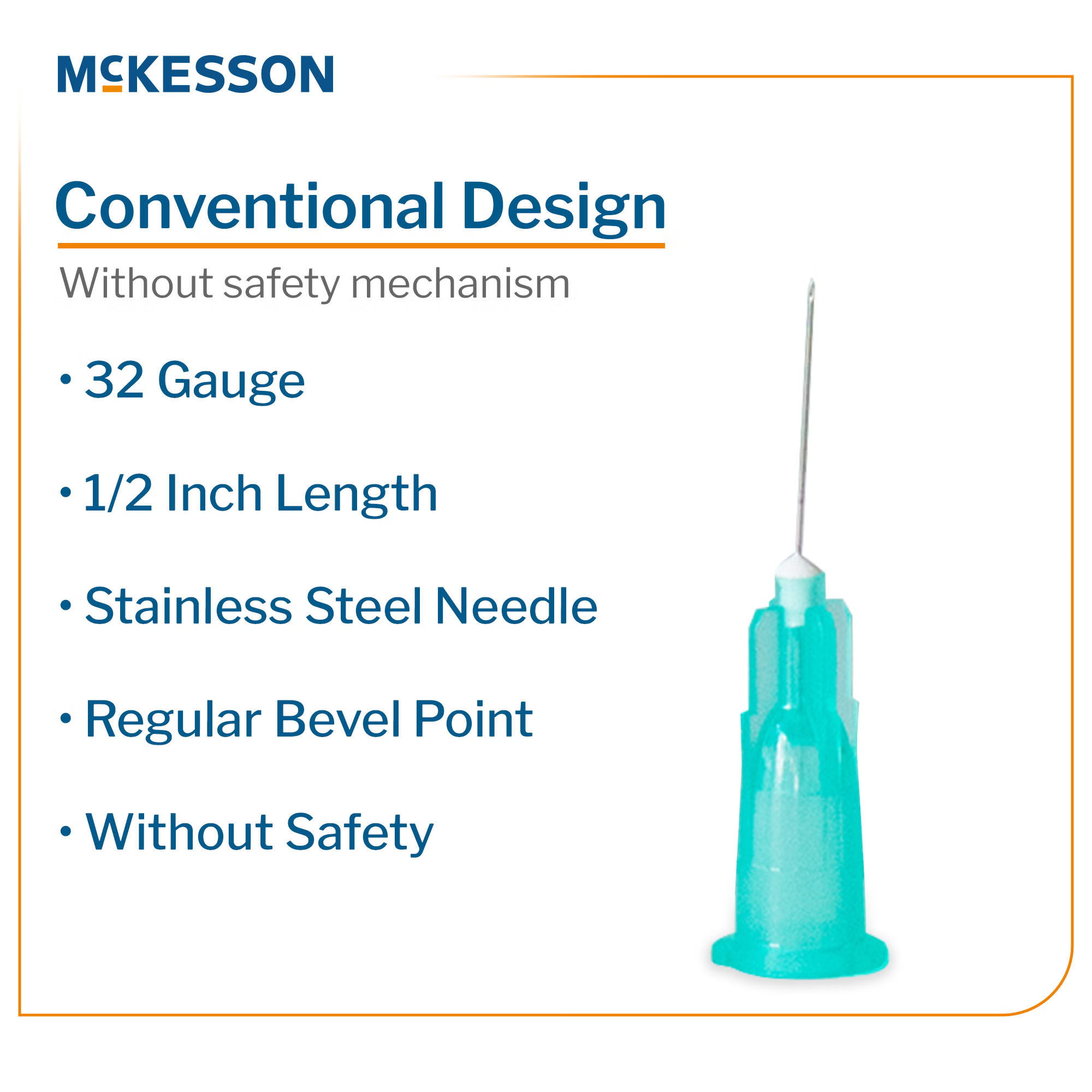 McKesson Brand - 16-N3205 Hypodermic Needle McKesson 1/2 Inch Length 32 Gauge Thin Wall Without Safety