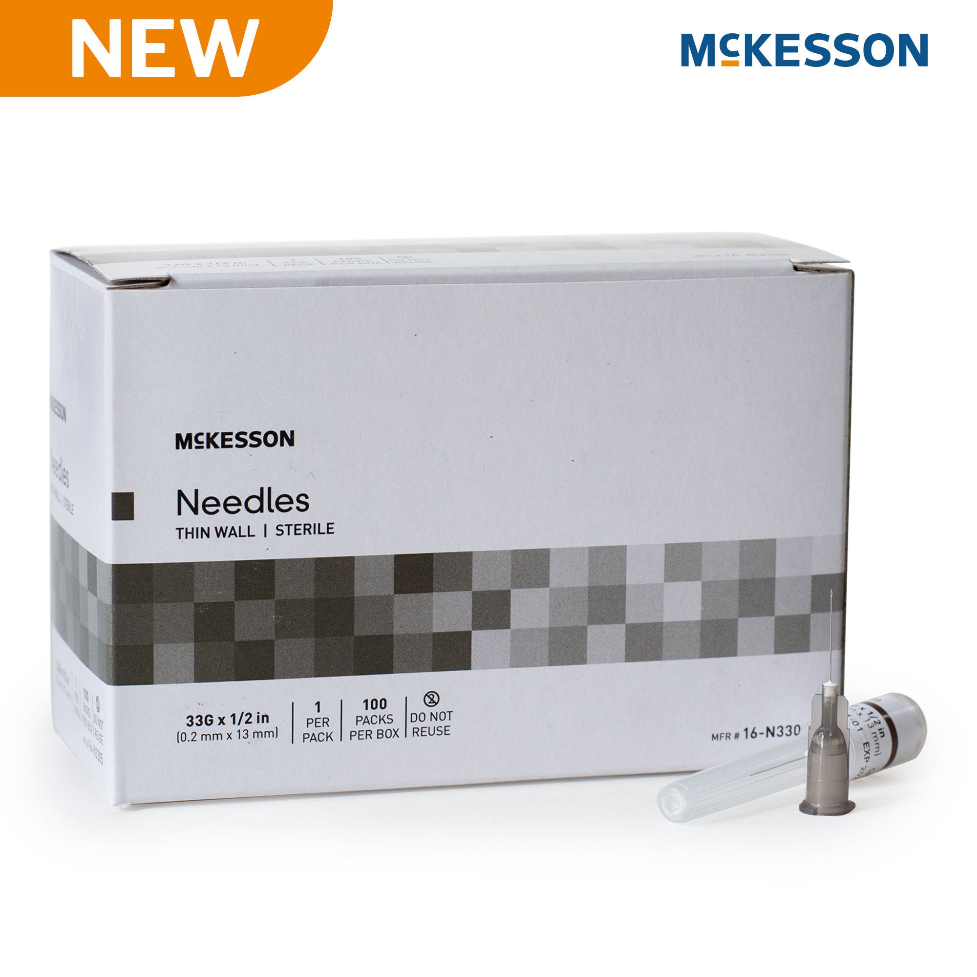 McKesson Brand - 16-N3305 Hypodermic Needle McKesson 1/2 Inch Length 33 Gauge Thin Wall Without Safety