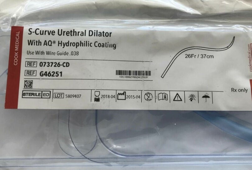 Cook Medical - G46251 Urethral Dilator S-Curve® 26 Fr. OD 37 cm Length Hydrophilic Coated Sterile