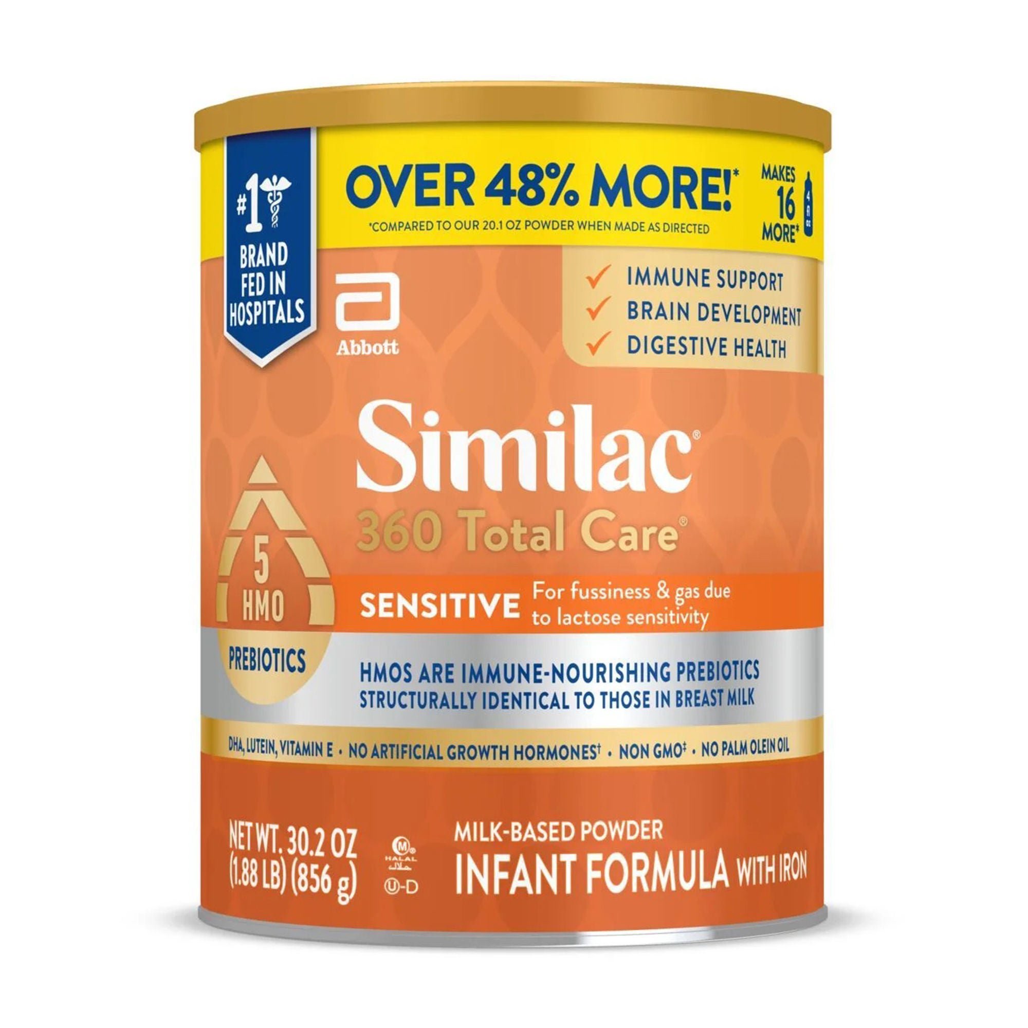 Abbott Nutrition - 68655 Infant Formula Similac® 360 Total Care® Sensitive Unflavored 30.2 oz. Can Powder