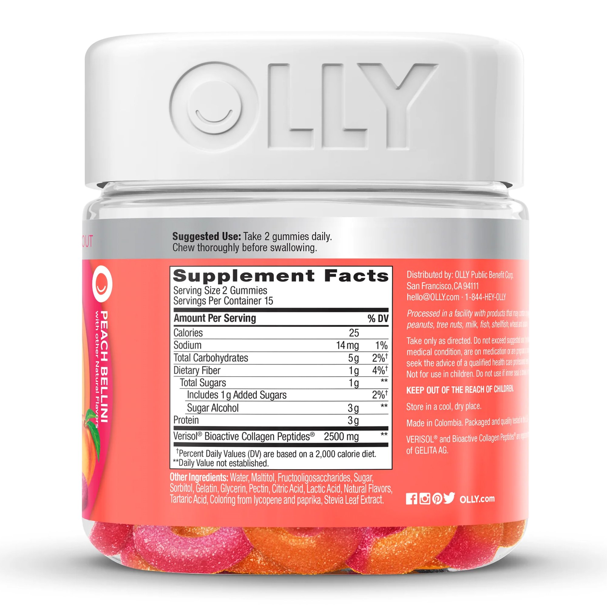 OLLY Public Benefit Corp 85000446263 - Olly® Collagen Gummy Rings Peach Bellini - 1/Bottle
