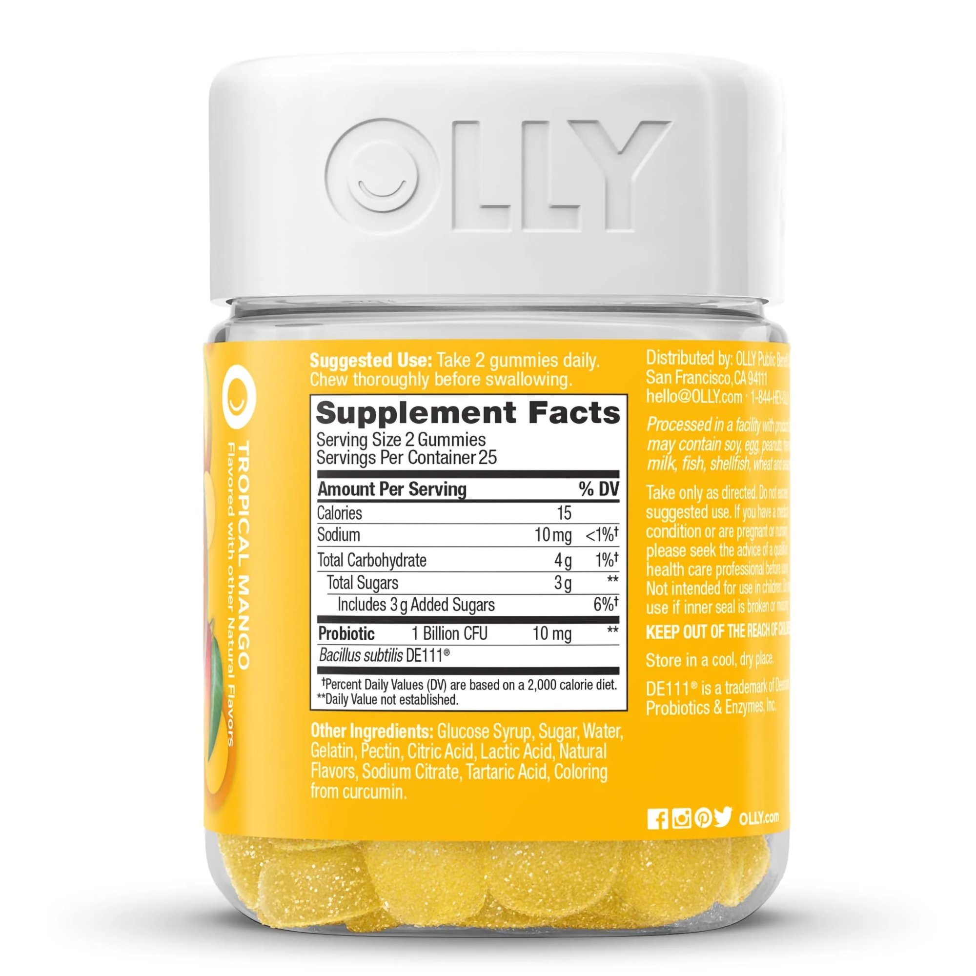 OLLY Public Benefit Corp 85815800513 - Olly® Probiotic Gummies, Tropical Mango Flavor - 1/Bottle