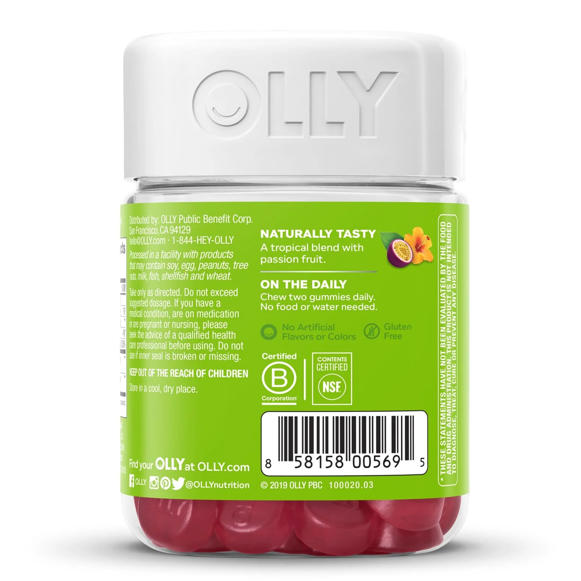 OLLY Public Benefit Corp 85815800569 - Olly® Daily Energy Gummies w/ Vitamin B-12, CoQ10 & Goji Berry Tropical Passion - 1/Bottle