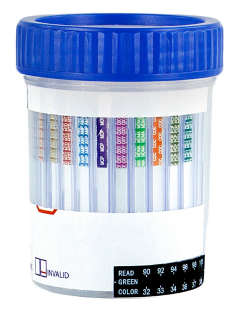 Premier Biotech - PCA-14FCW-25 Drugs of Abuse Test Kit Premier Bio-Cup® AMP500, BAR300, BUP10, BZO300, COC150, FYL5, mAMP/MET500, MDMA500, MOR300, MTD300, OXY100, PCP25, THC50, TML100, (pH, OX, SG) 25 Tests CLIA Waived