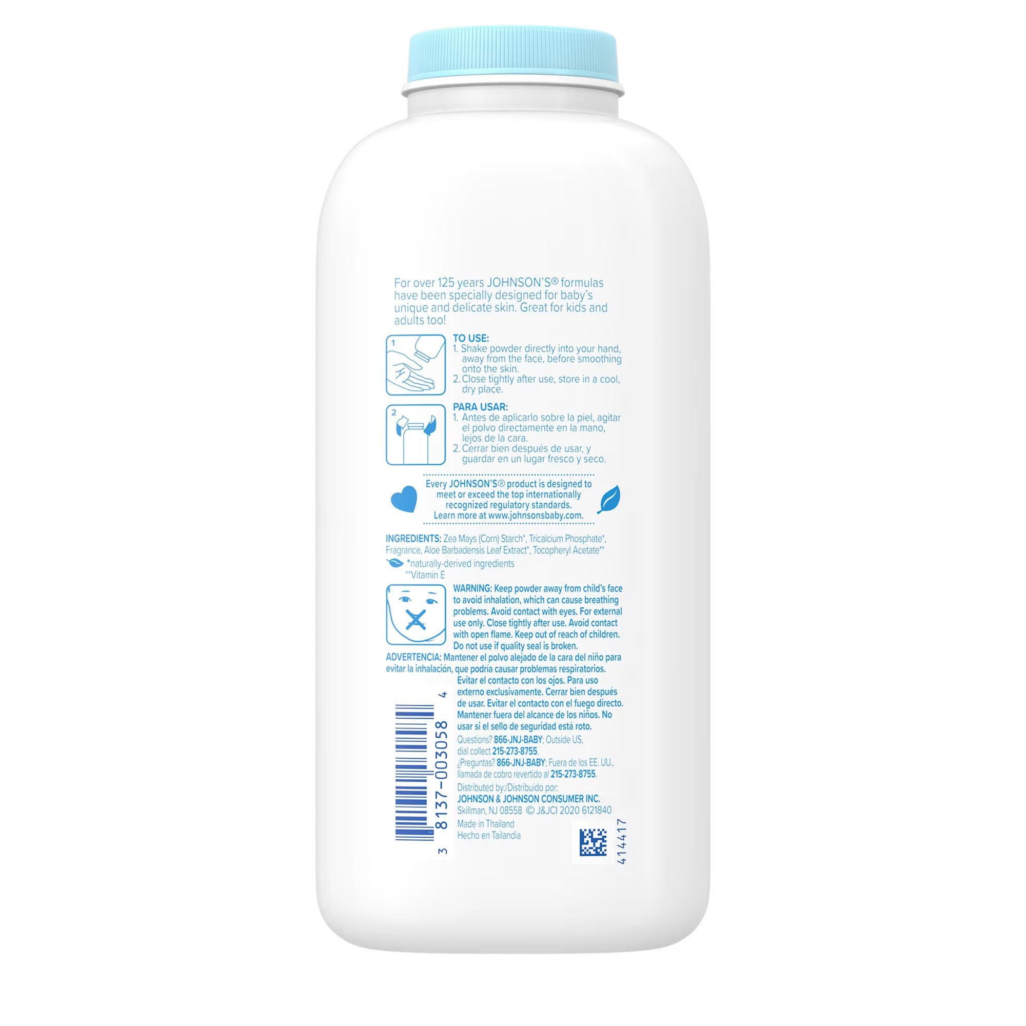Kenvue Brands LLC - 111786200 Baby Powder Johnson's® Aloe and Vitamin E 15 oz. Scented Shaker Bottle Zea Mays (Corn) Starch