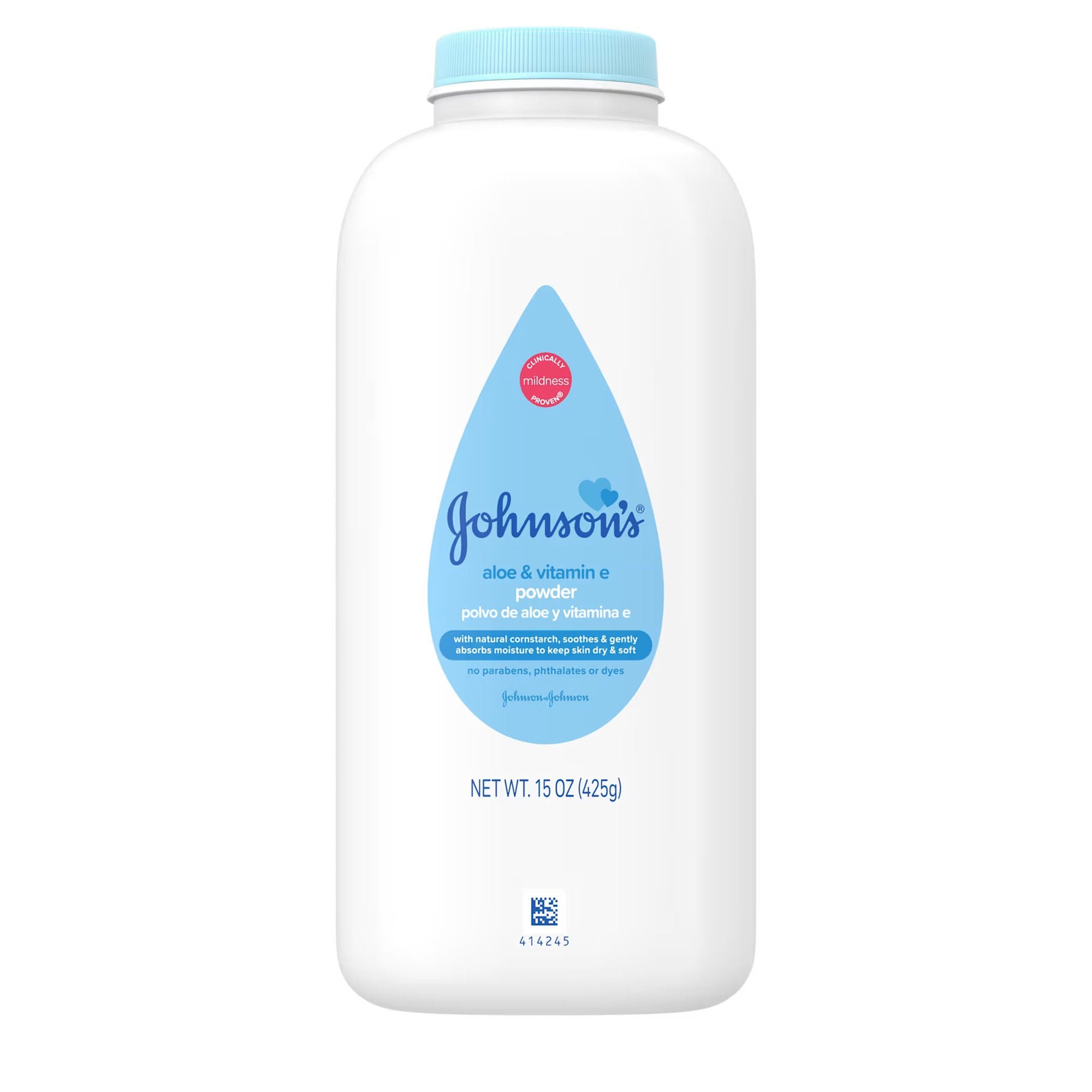 Kenvue Brands LLC - 111786200 Baby Powder Johnson's® Aloe and Vitamin E 15 oz. Scented Shaker Bottle Zea Mays (Corn) Starch, Fragrance, Tricalcium Phosphate, Aloe Barbadenisis Leaf Extract, Tocopheryl Acetate, Naturally-derived Ingredients, Vitamin E
