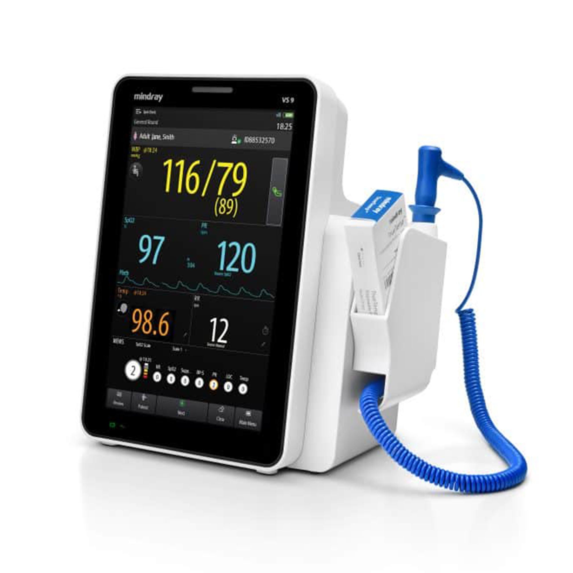 Mindray USA - 121-002422-00 Vital Signs Monitor Mindray VS9 Monitoring / Spot check NIBP, TrueTemp AC Power