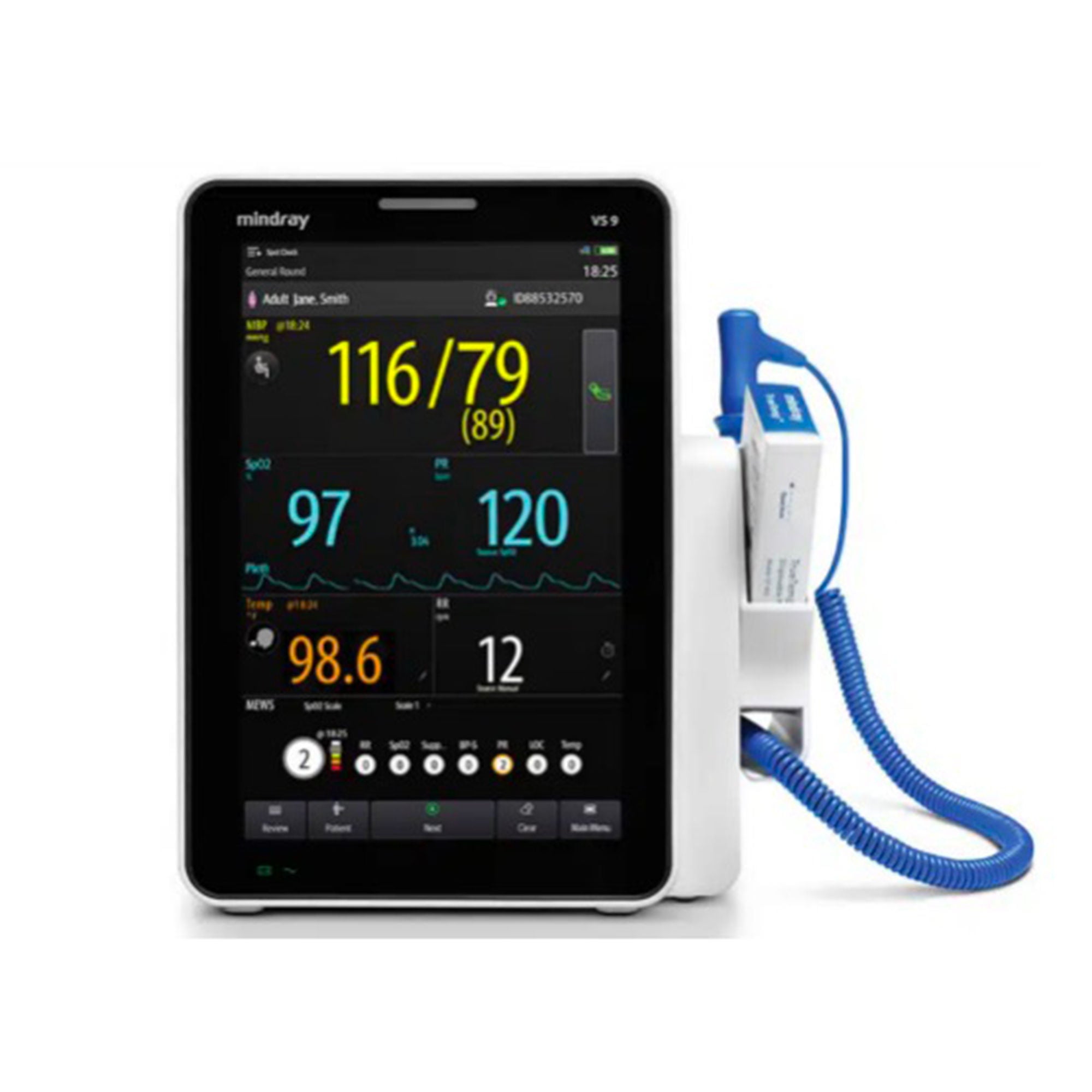 Mindray USA - 121-002422-00 Vital Signs Monitor Mindray VS9 Monitoring / Spot check NIBP, TrueTemp AC Power