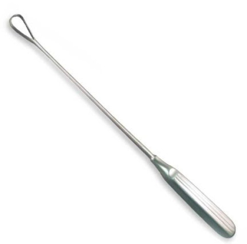 Gynex - CSU3900-9 Uterine Curette Gynex® Sims Hollow Handle with Grooves Size 00 Tip Sharp Teardrop Loop Tip