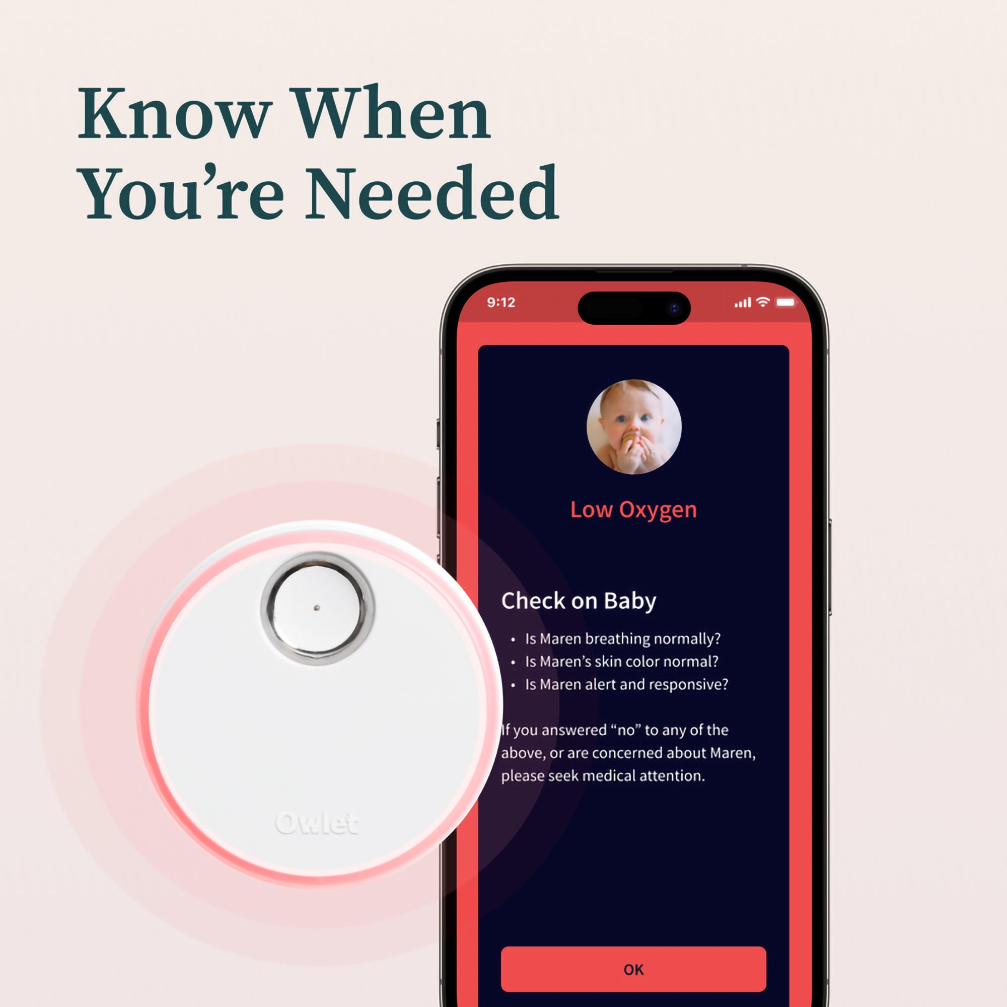 Owlet Baby Care Inc PS04NMBBJ - Owlet® Dream Duo Smart Baby Monitor with Motion Alerts & Temperature Monitoring - 1/Each