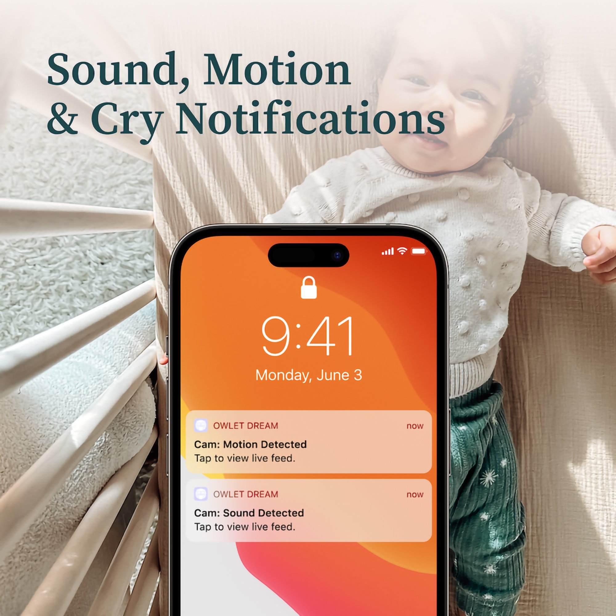 Owlet Baby Care Inc PS04NMBBJ - Owlet® Dream Duo Smart Baby Monitor with Motion Alerts & Temperature Monitoring - 1/Each