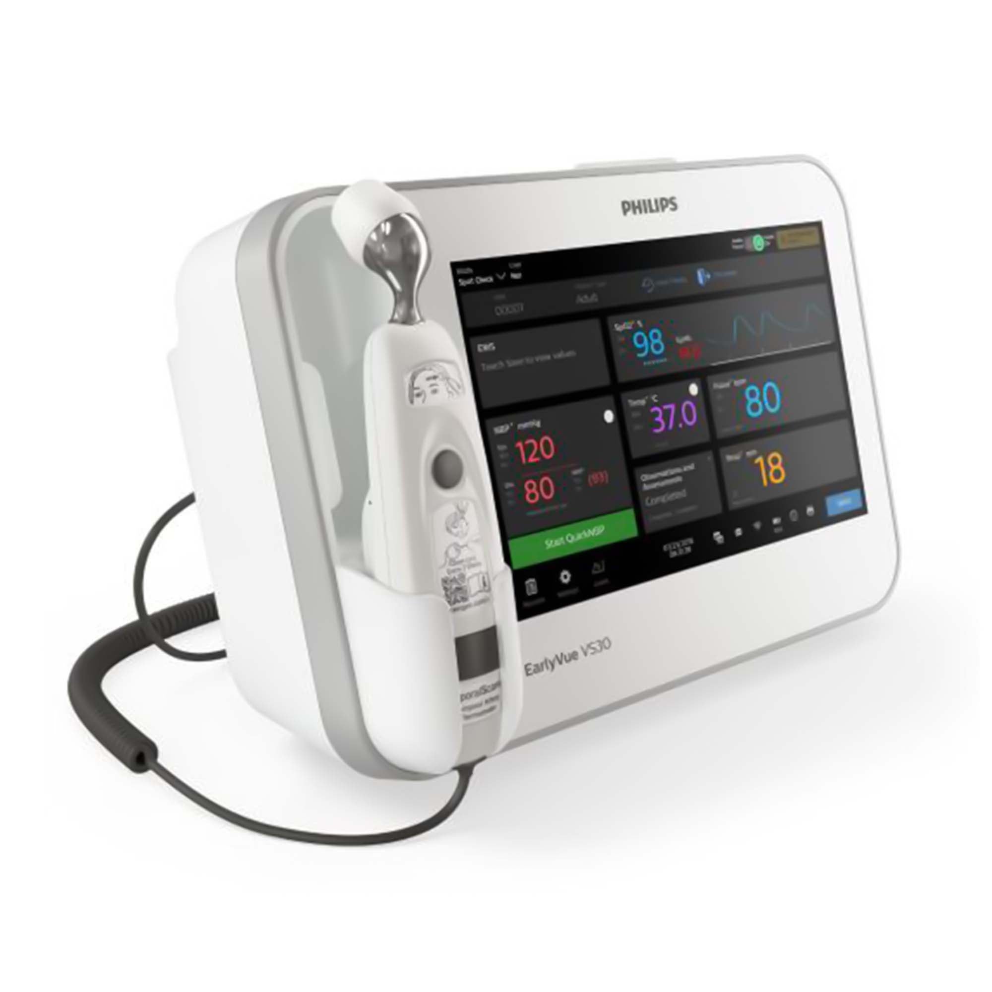 Philips Healthcare - 863380 Vital Signs Monitor Philips EarlyVue VS30 Spot Check Pulse NIBP AC Power / Battery Operated
